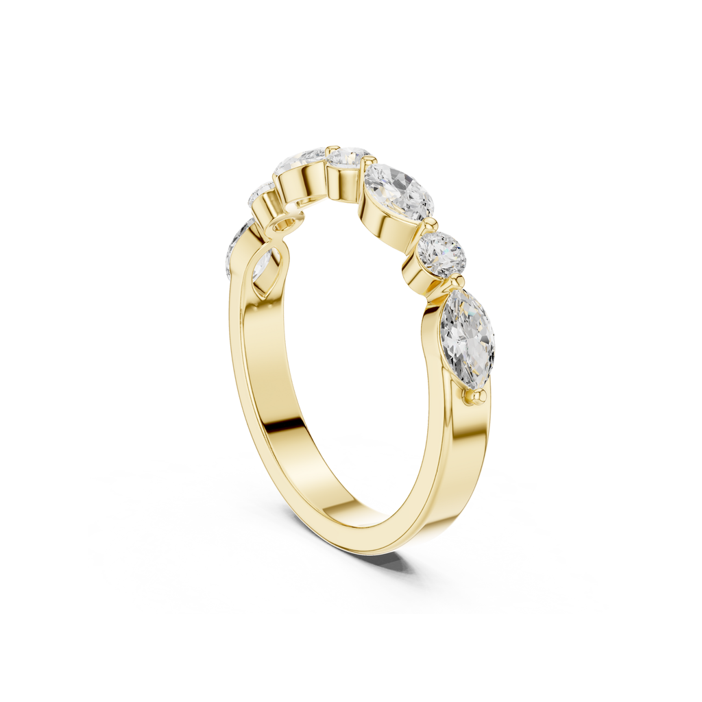 Marquise and Round Lab Grown Diamond Band