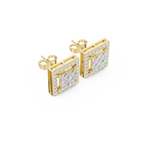 Square Princess-Cut Diamond Halo Stud Earrings