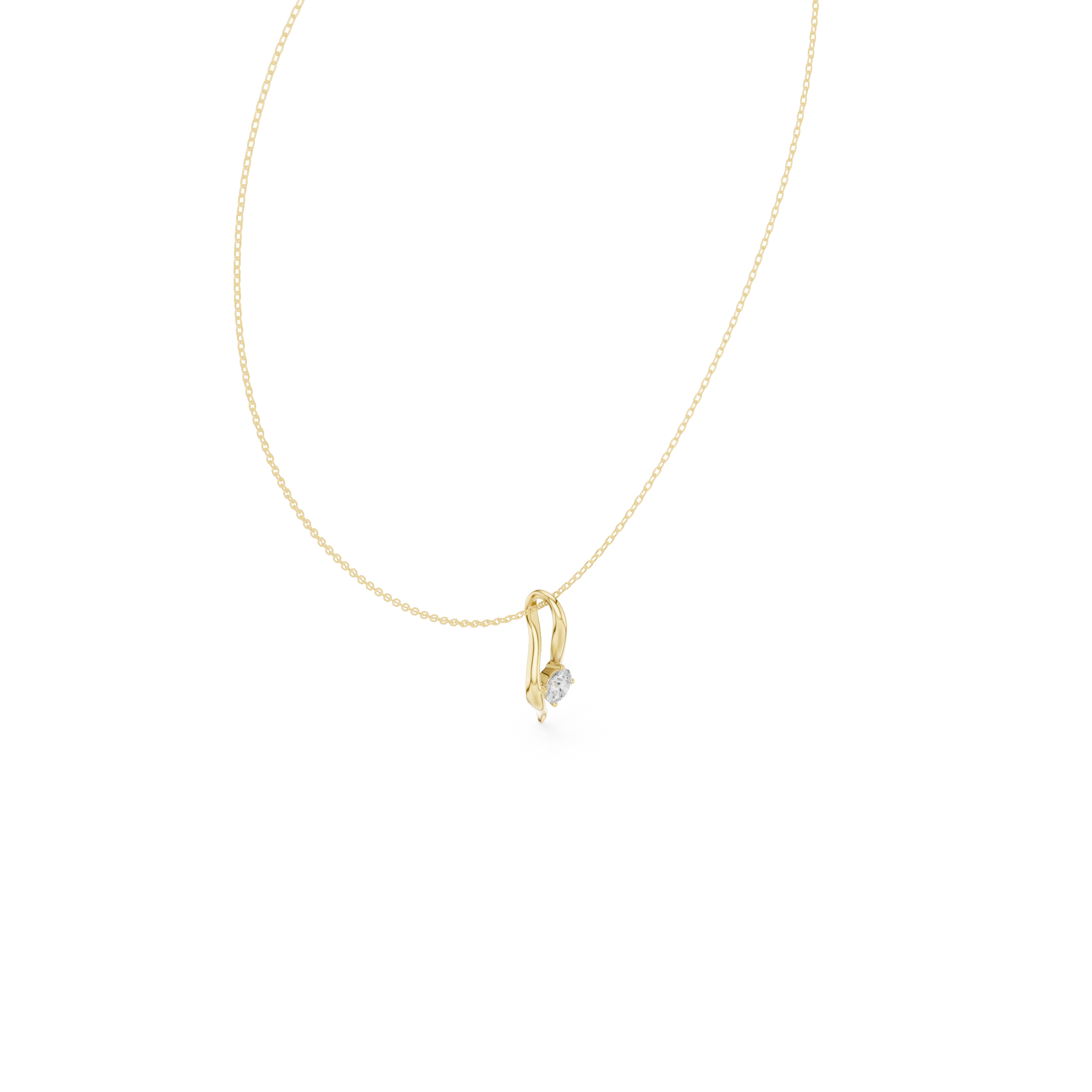 Curved Lab Grown Diamond Pandent