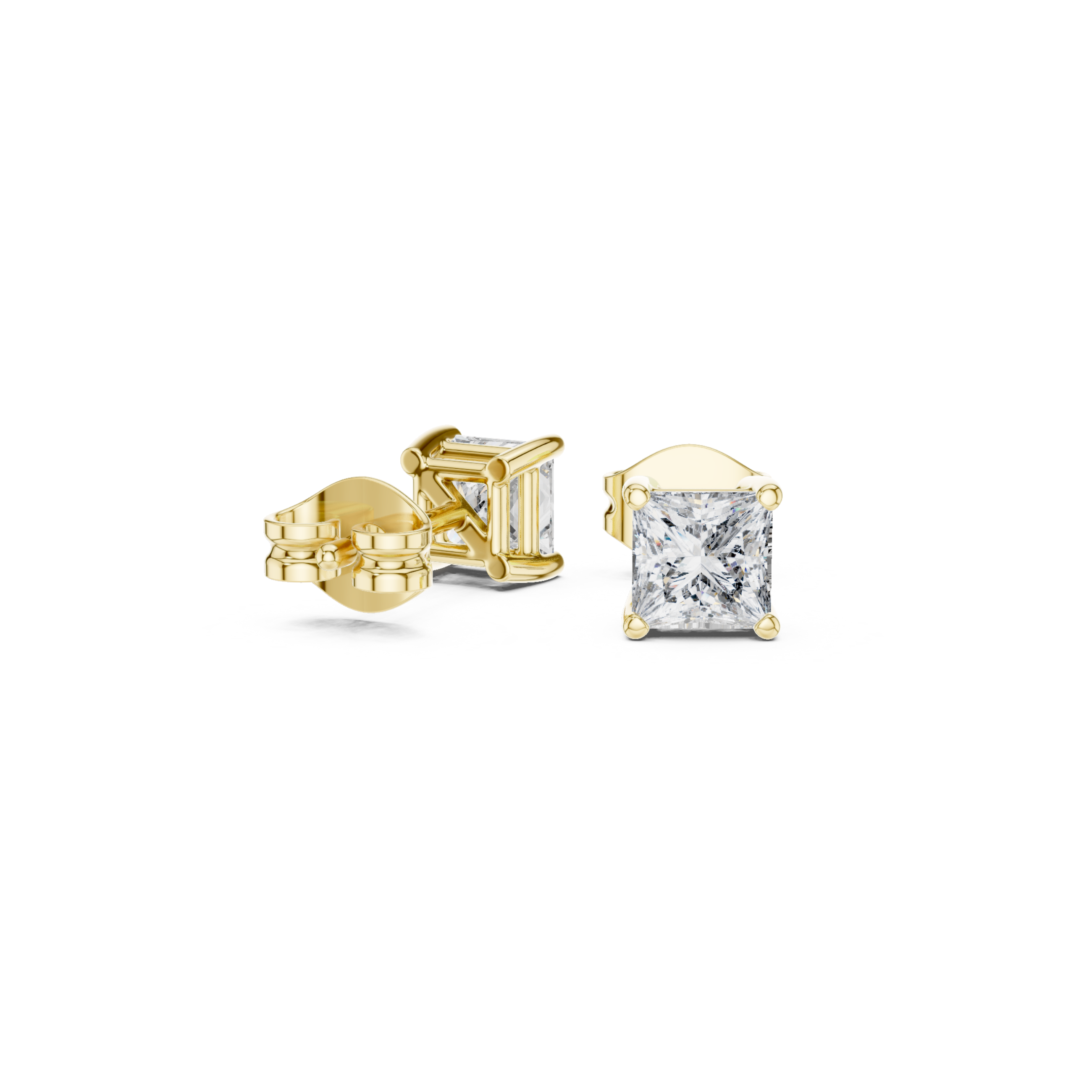 Classic Princess-Cut Diamond Solitaire Stud Earrings