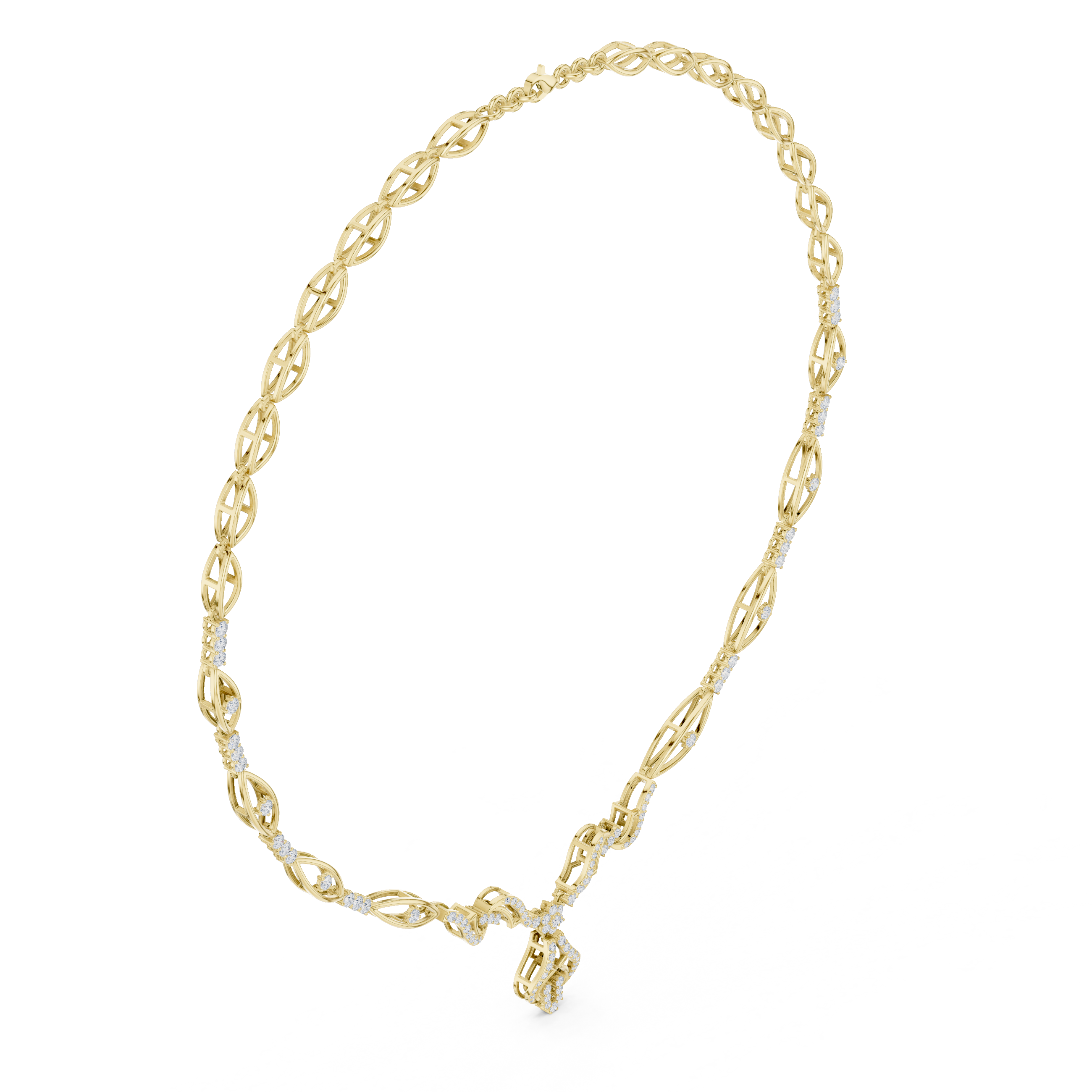 Intricate Vine Design Lab Grown Diamond Necklace