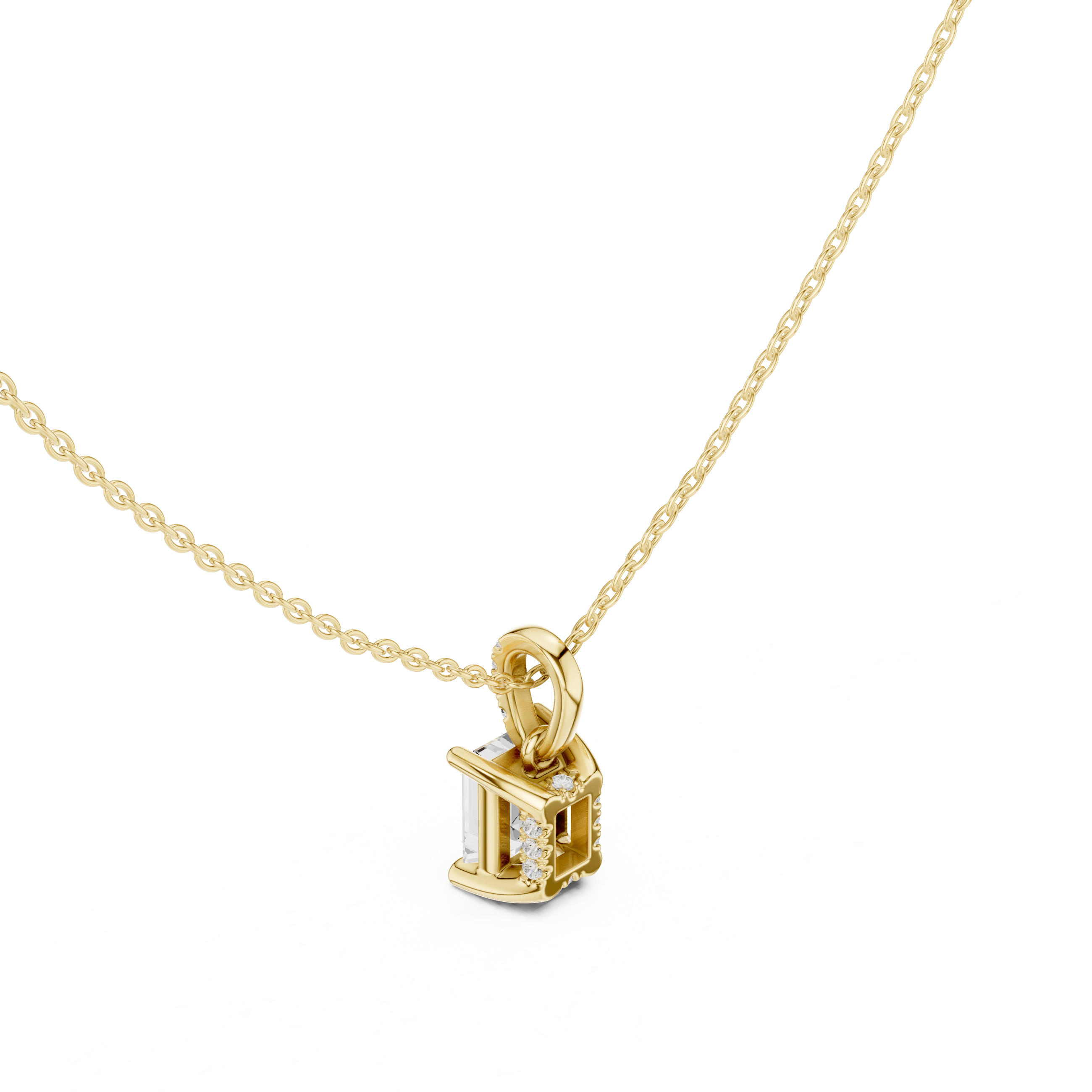 Emerald Cut Solitaire Diamond Pendant