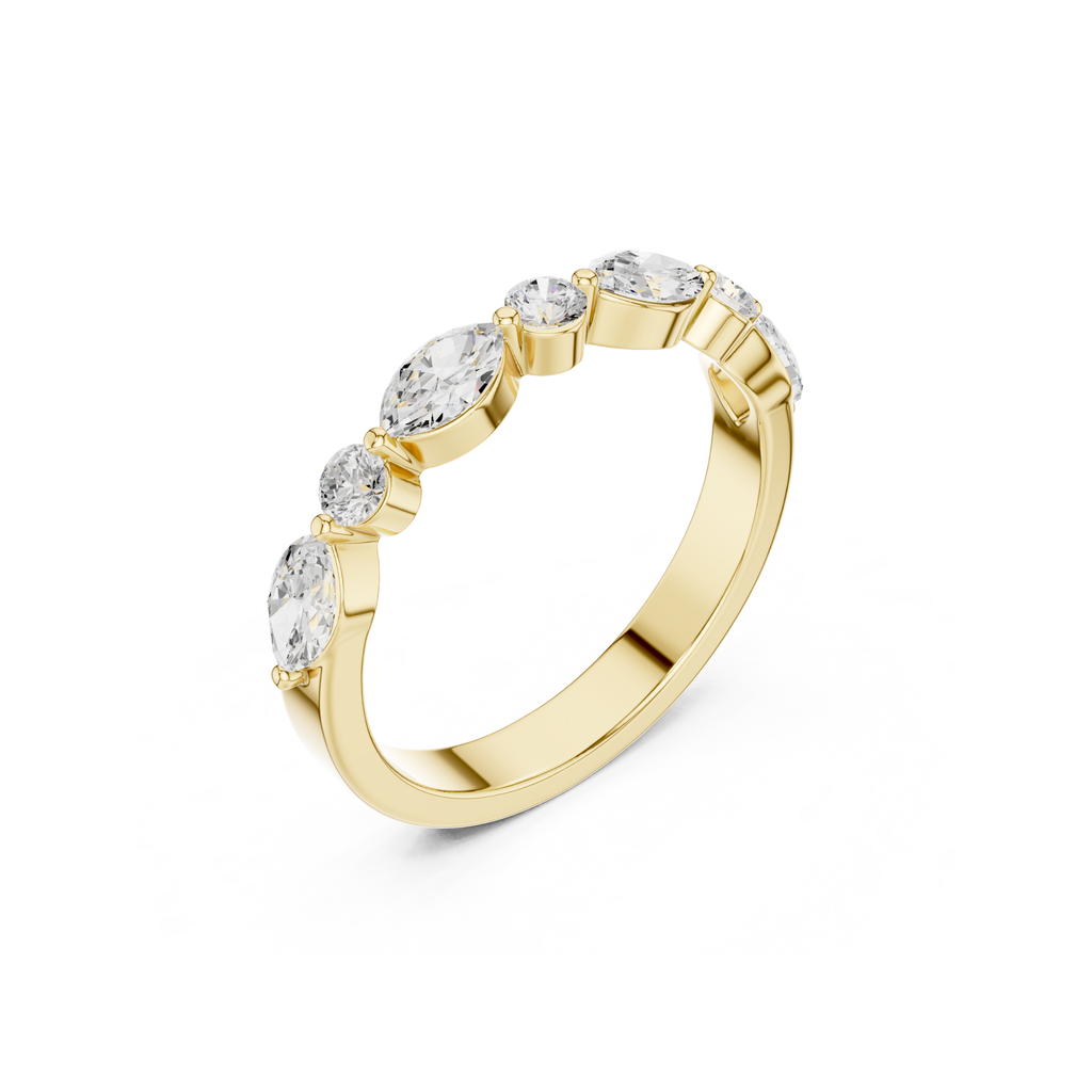 Marquise and Round Lab Grown Diamond Band
