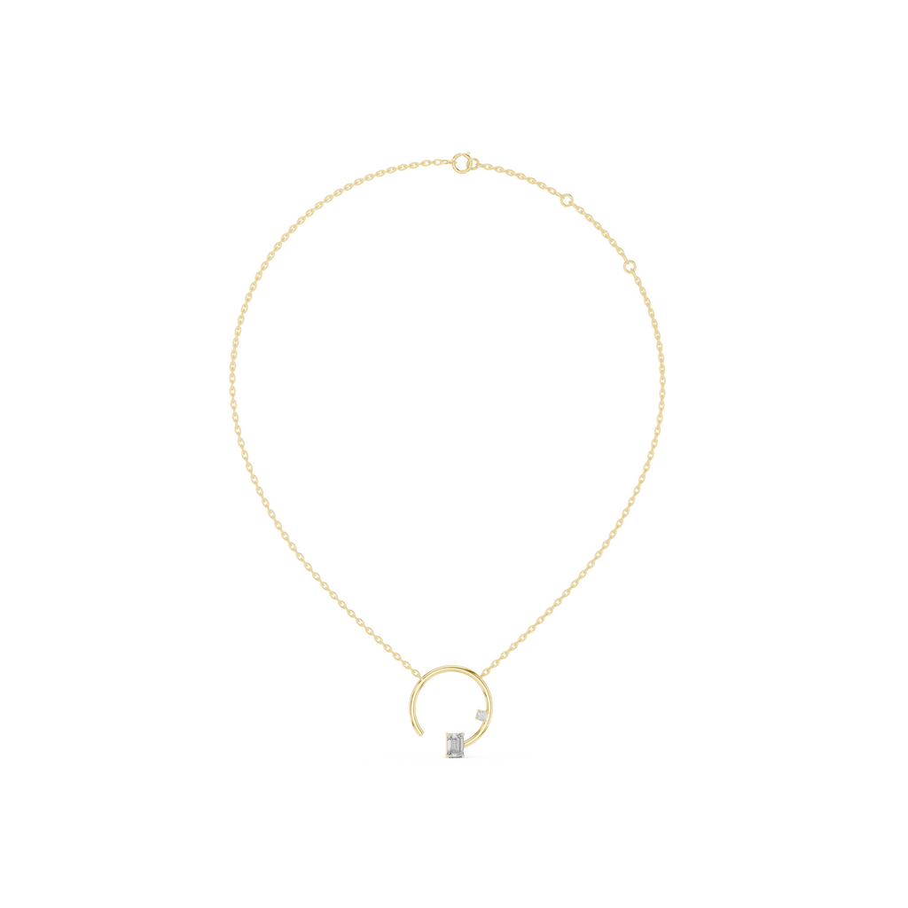 Emerald Open Circle Lab Grown Diamond Pendant