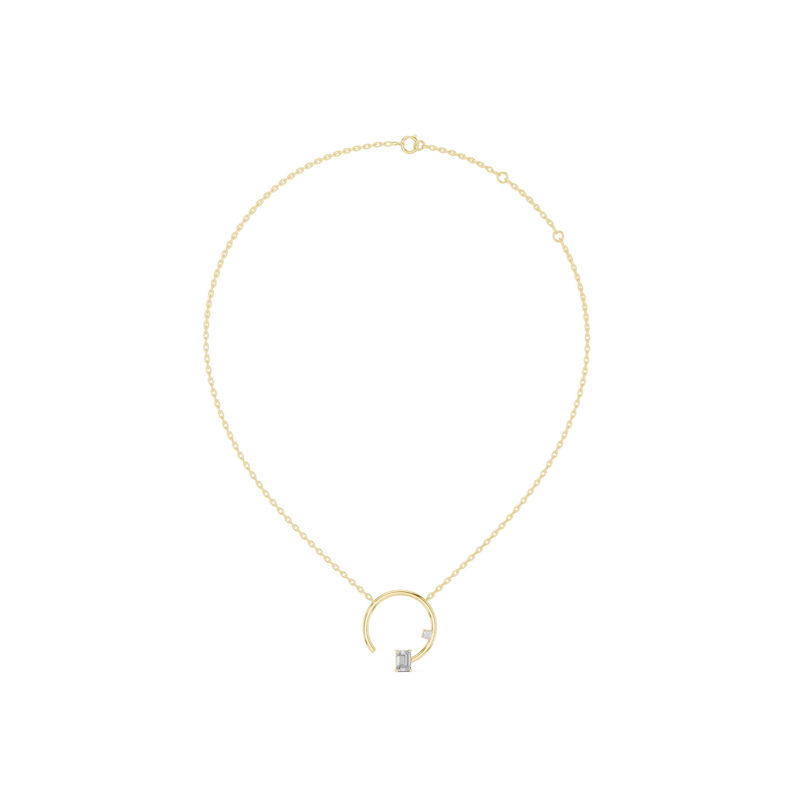 Emerald Open Circle Lab Grown Diamond Pendant