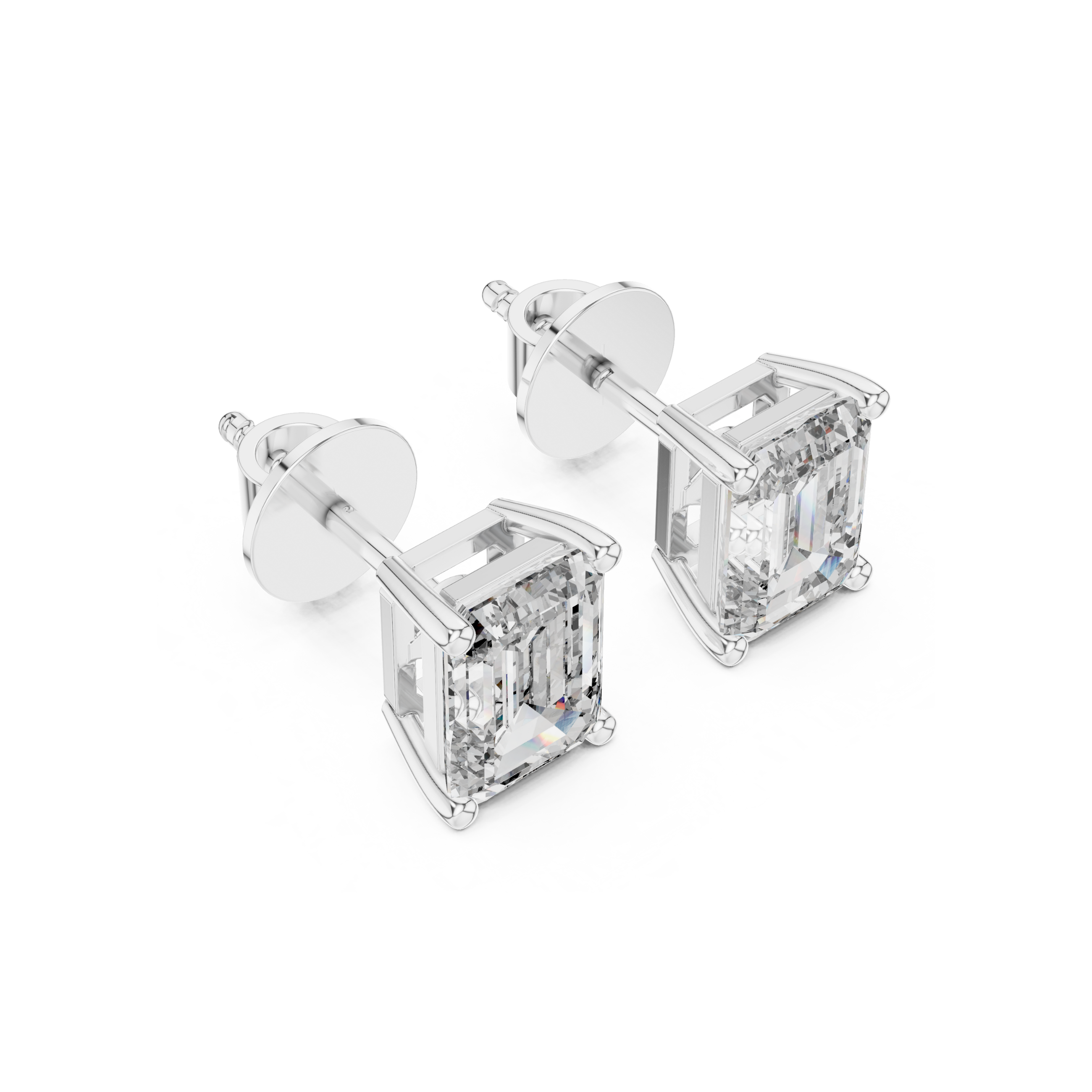 Emerald-Cut Lab Grown Diamond Stud