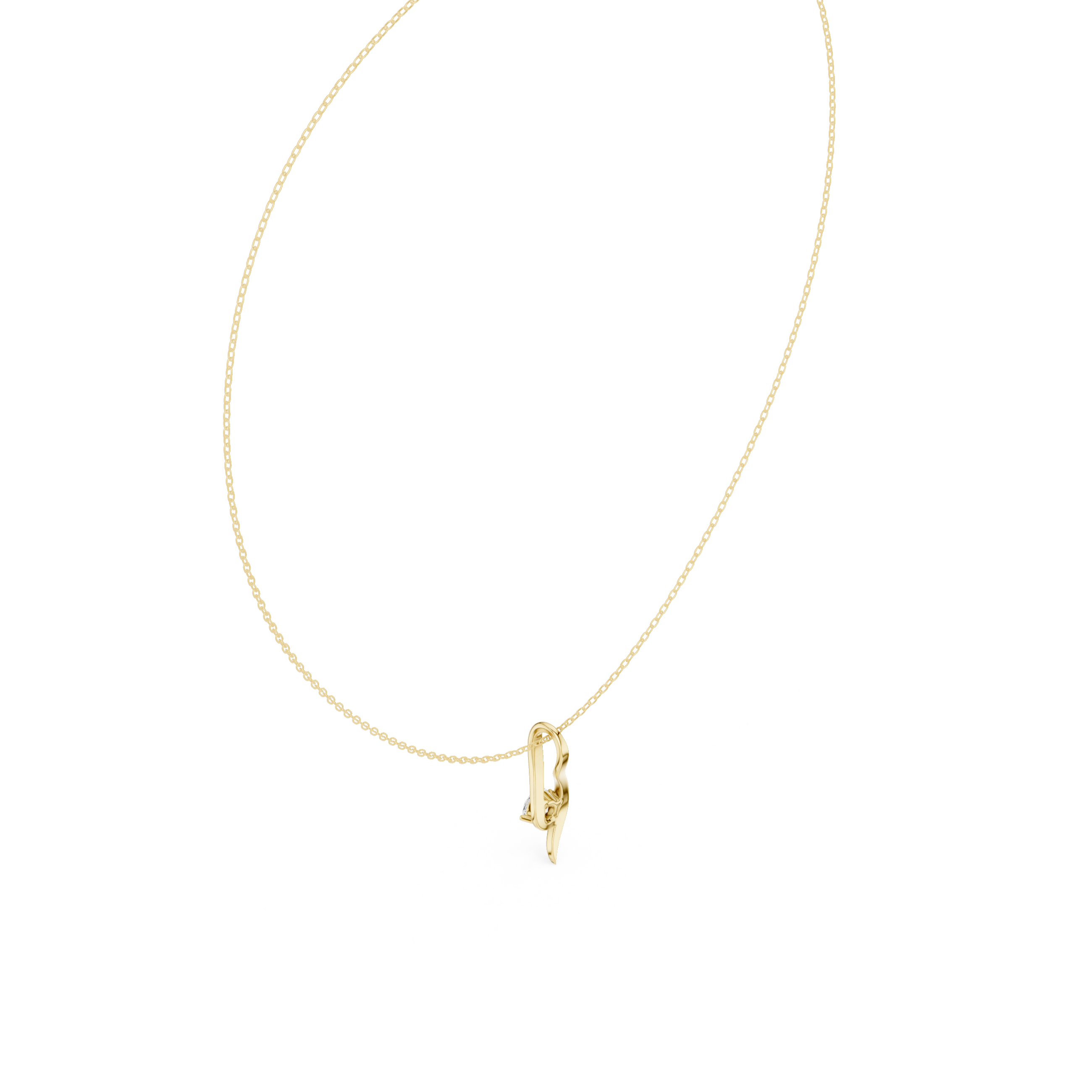 Curved Lab Grown Diamond Pandent