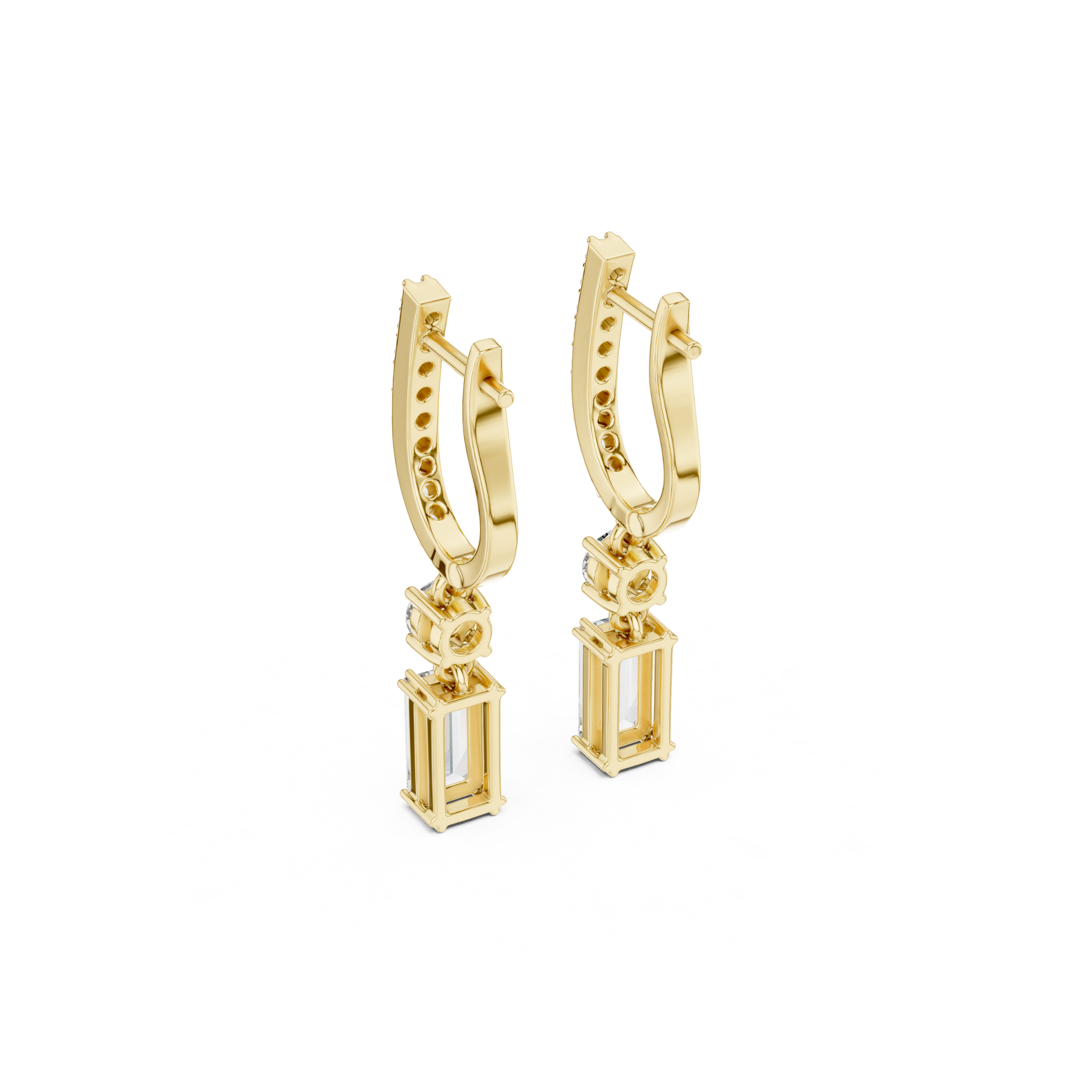 Baguette Cut Diamond Drop Earring