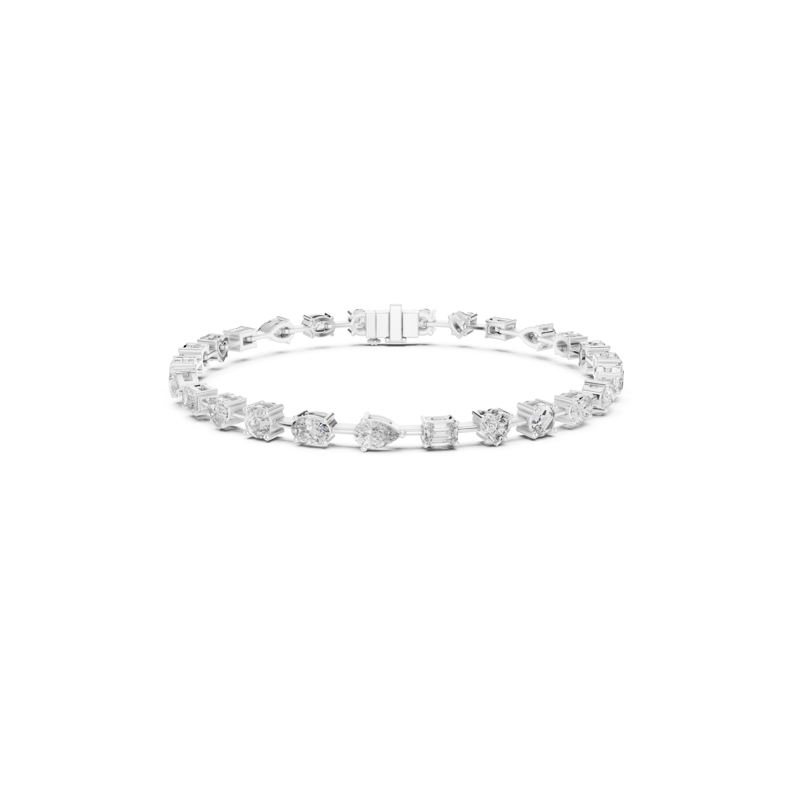 Multi-Shape Lab Grown Diamond Tennis Bracelet.