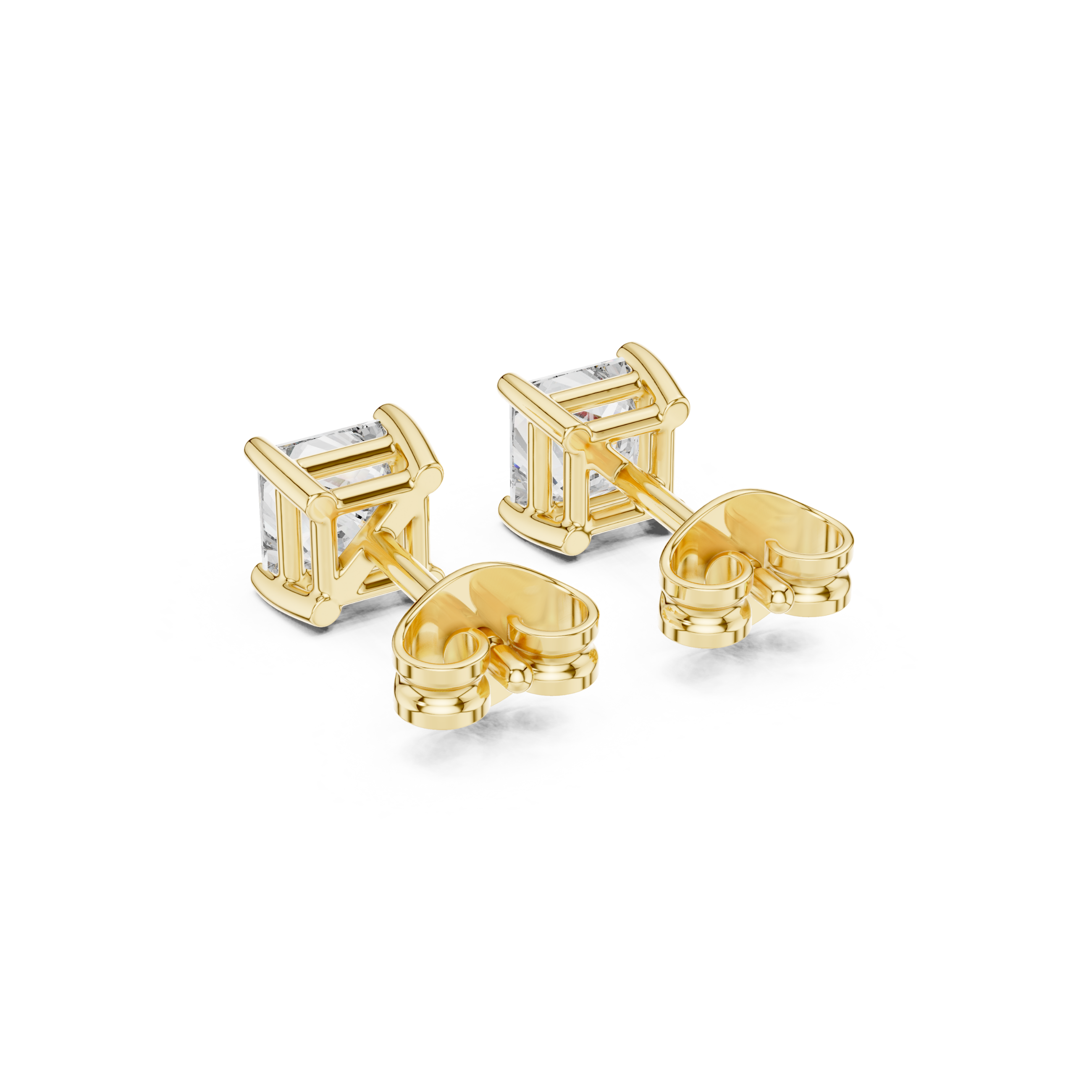 Classic Princess-Cut Diamond Solitaire Stud Earrings