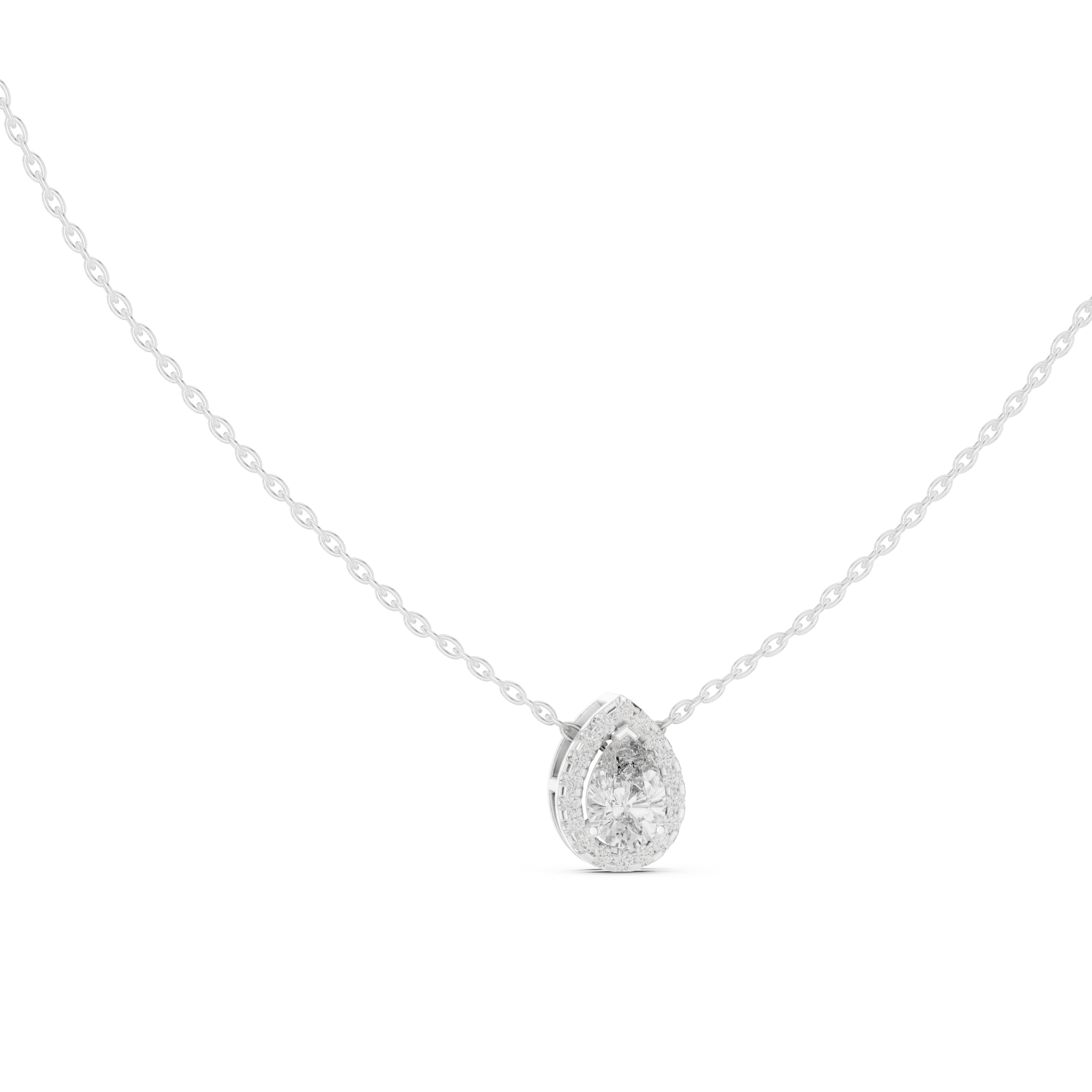 Pear Shape Halo Lab Grown Diamond Pendant