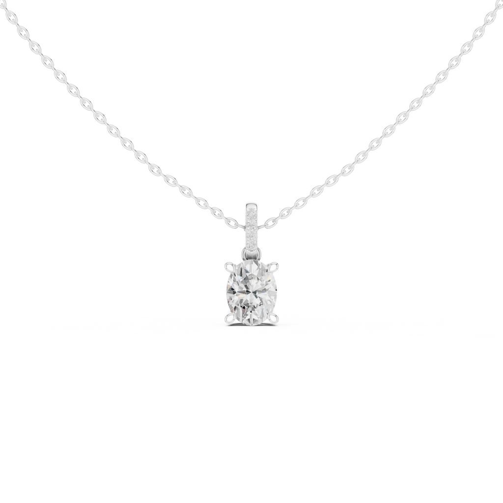 Oval Cut Solitaire Diamond Pendant