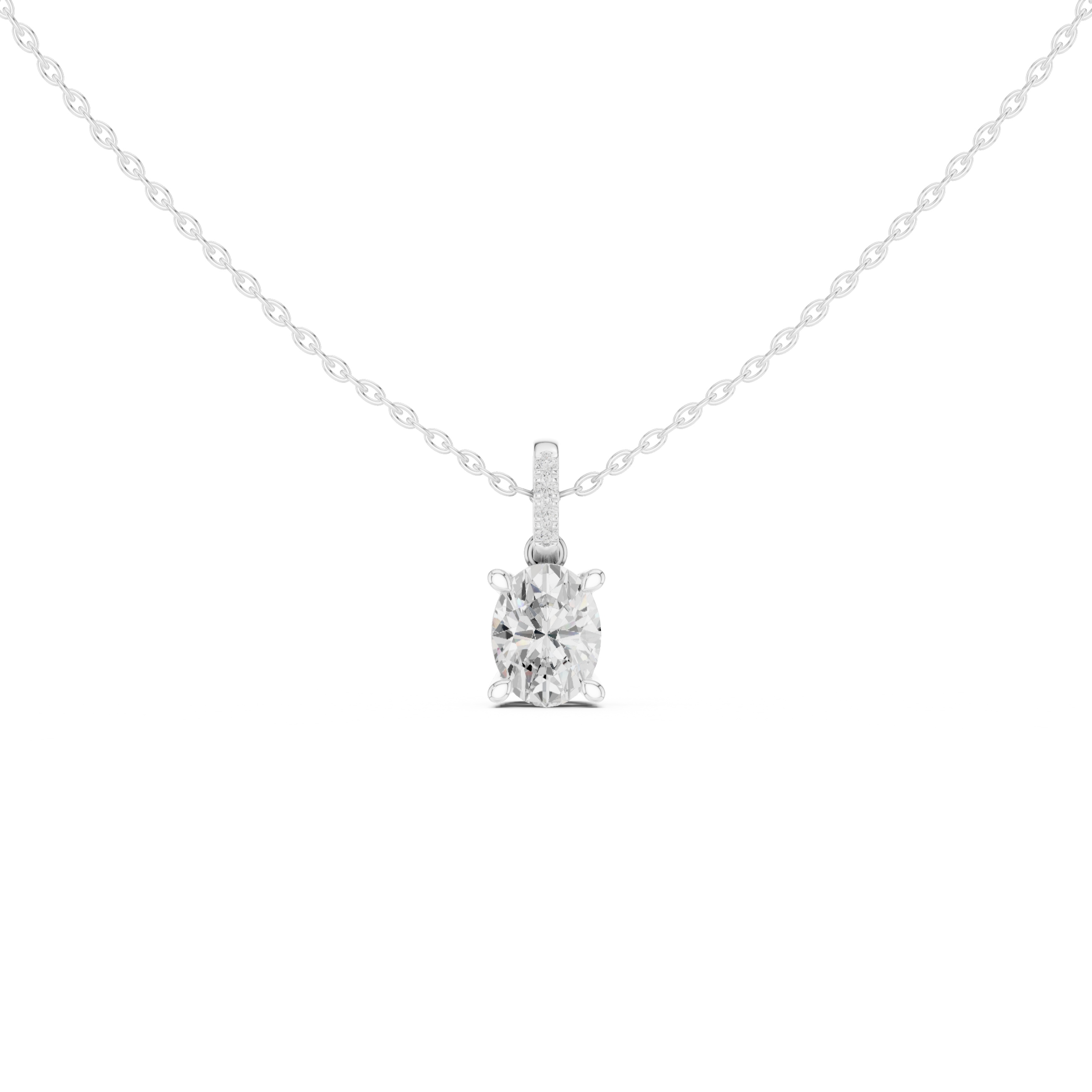 Oval Cut Solitaire Diamond Pendant