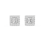 Princess-Cut Diamond Halo Stud Earrings