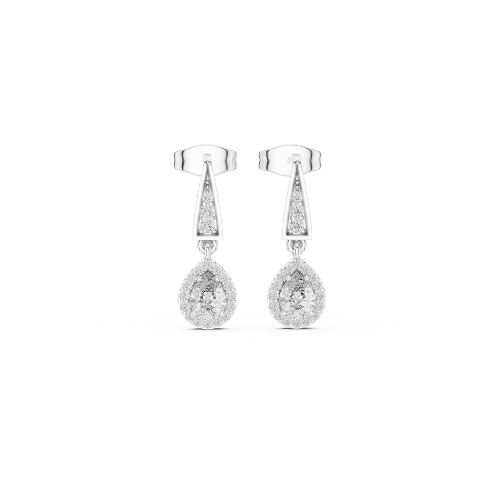 Pear-Shaped Diamond Halo Drop Earring