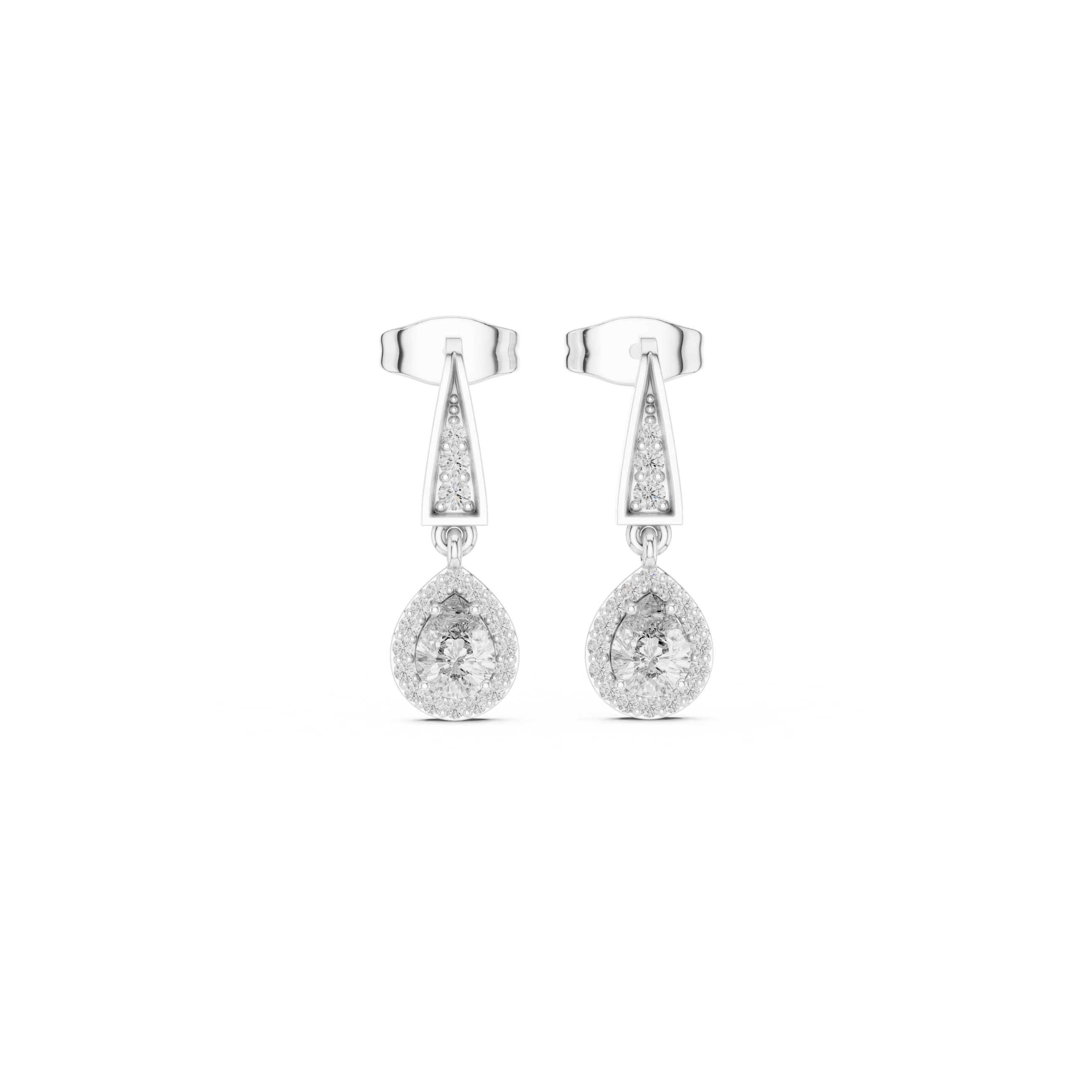 Pear-Shaped Diamond Halo Drop Earring