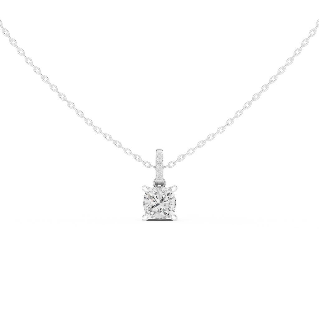 Cushion Cut Solitaire Diamond Pendant