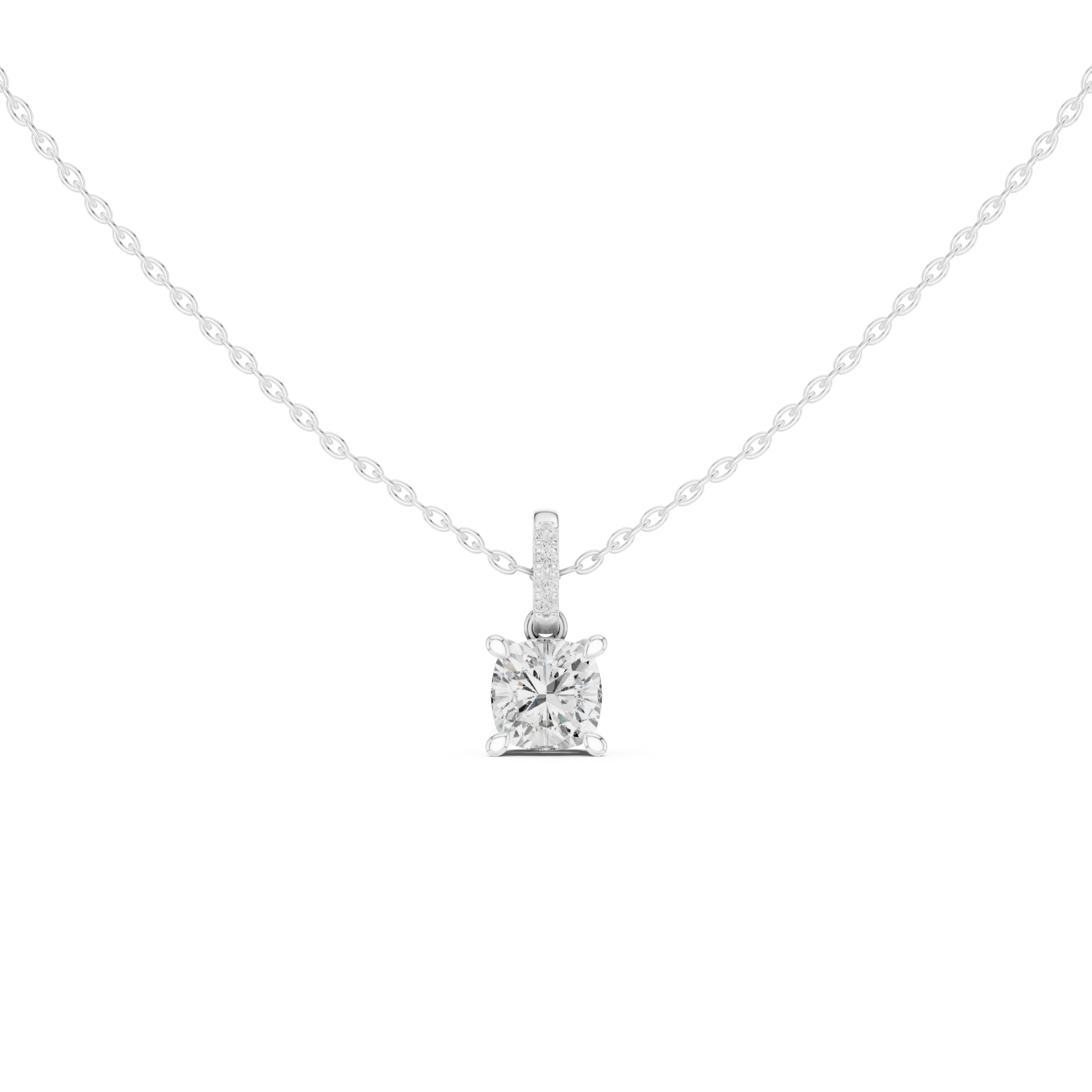 Cushion Cut Solitaire Diamond Pendant