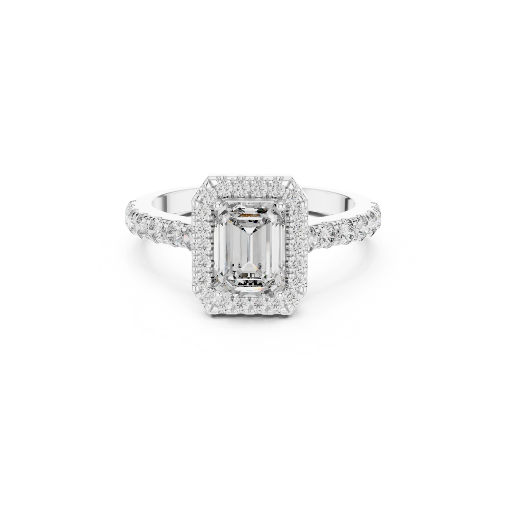 Emerald Cut Lab Grown Diamond Halo Ring