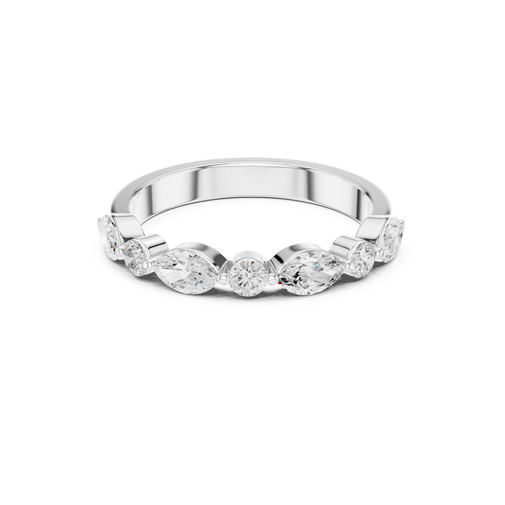 Marquise and Round Lab Grown Diamond Band