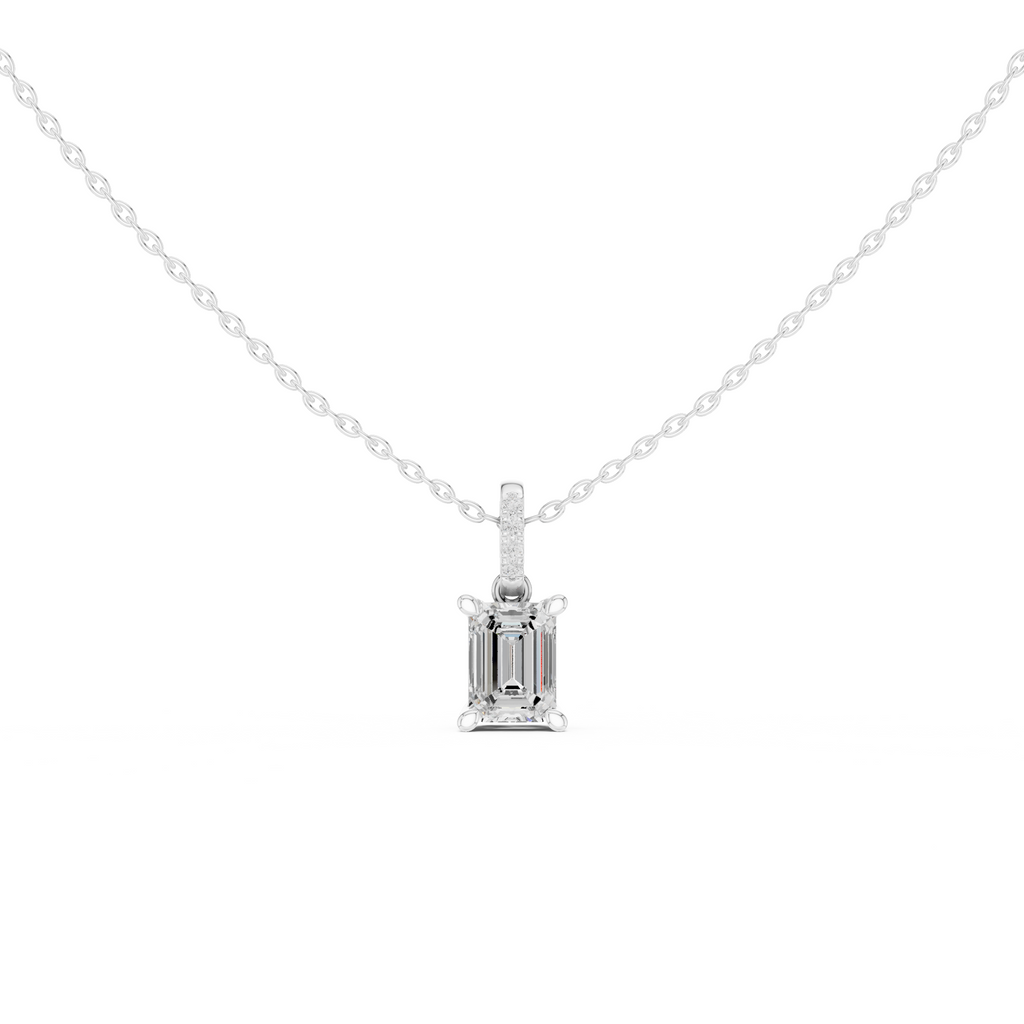 Emerald Cut Solitaire Diamond Pendant