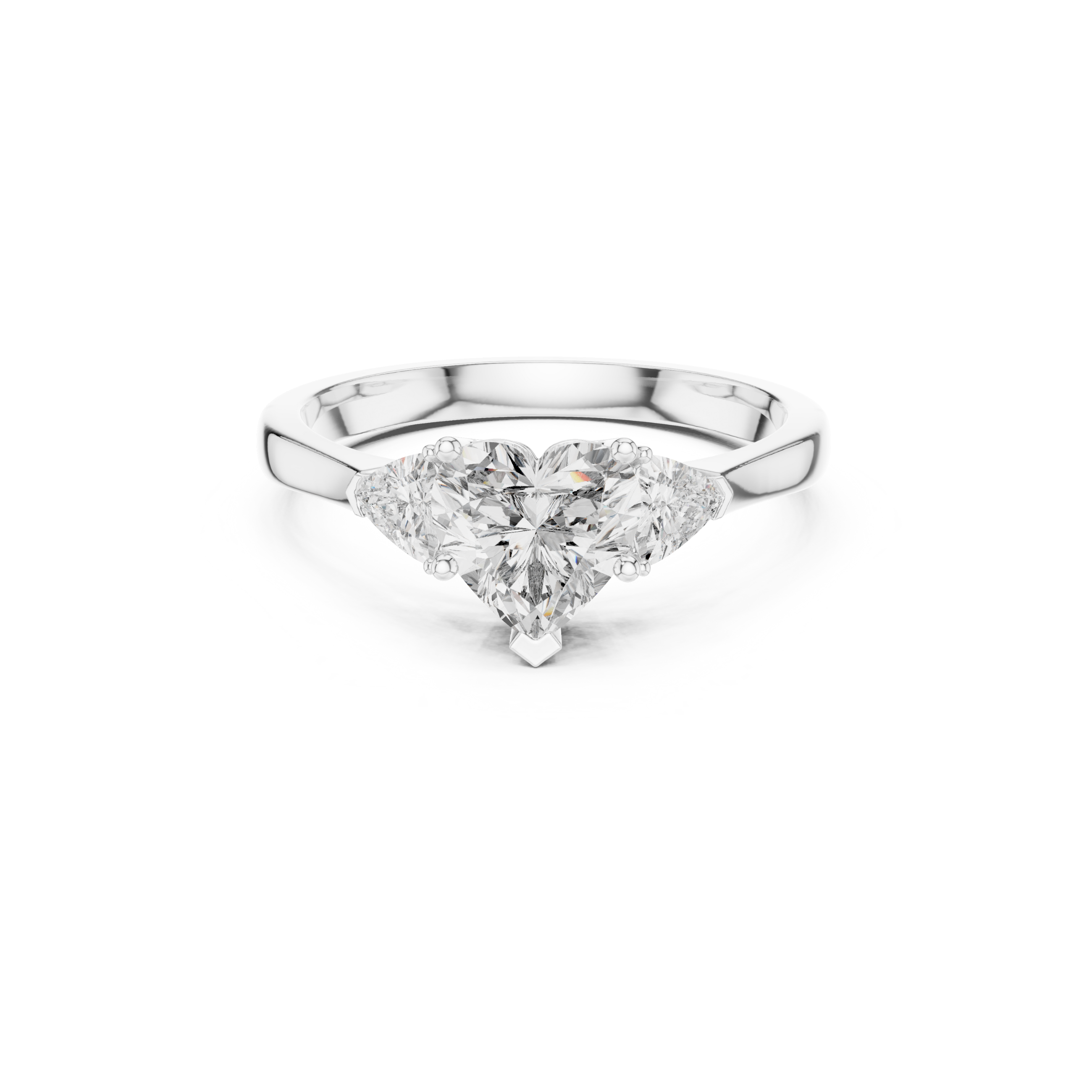 Heart-Cut Three-Stone Diamond Ring