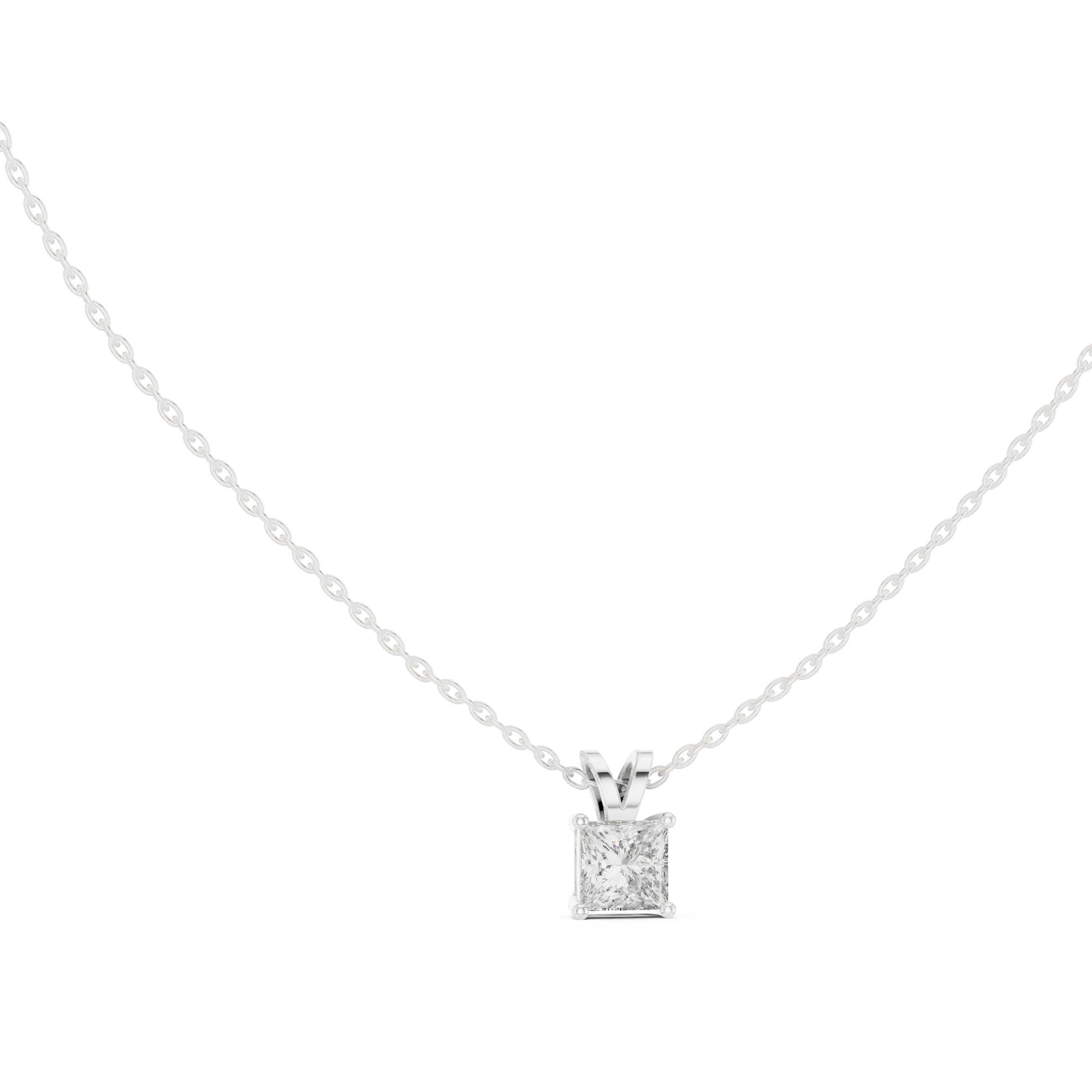 Slick Princess Cut Solitaire Diamond Pendant