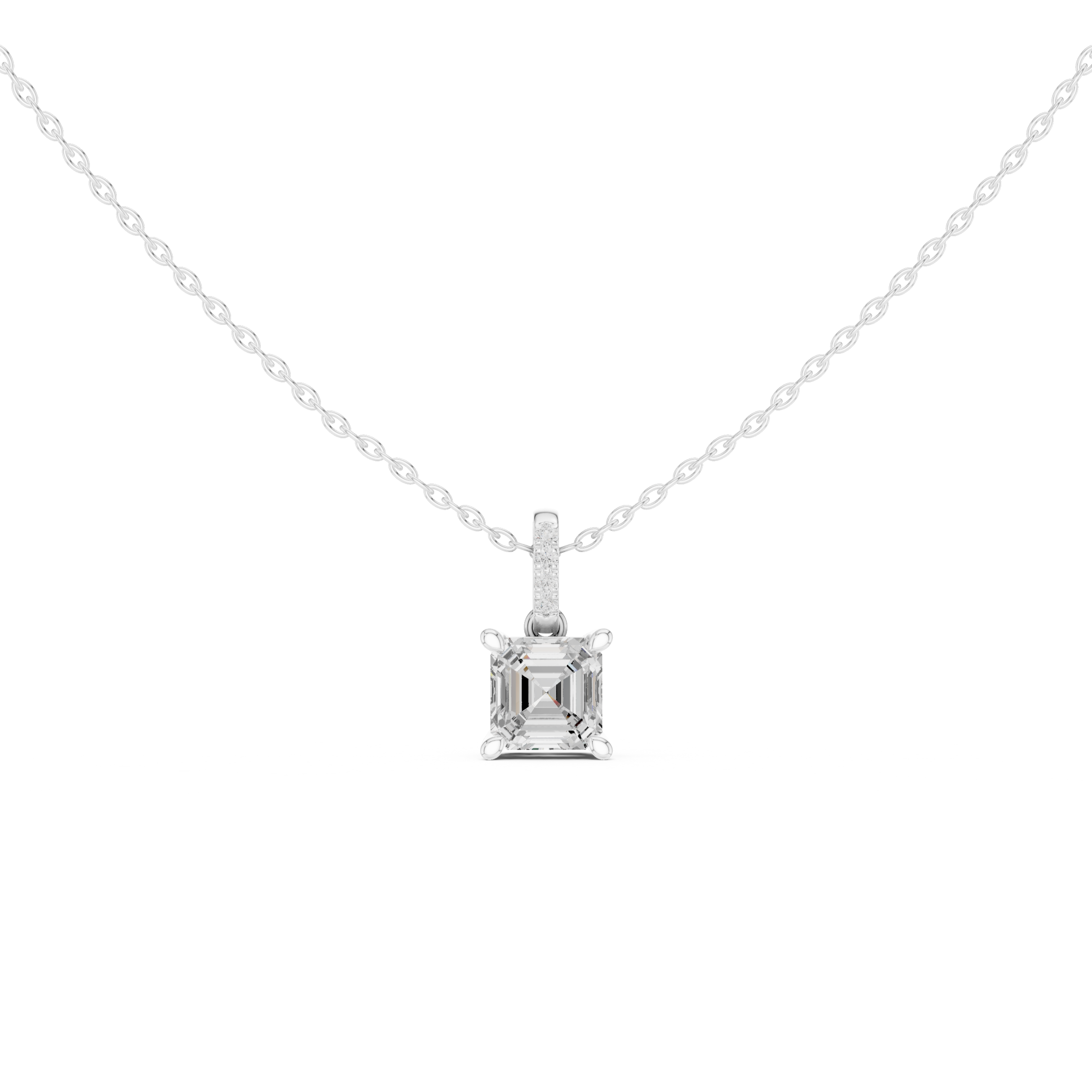 Asscher Cut Solitaire Diamond Pendant