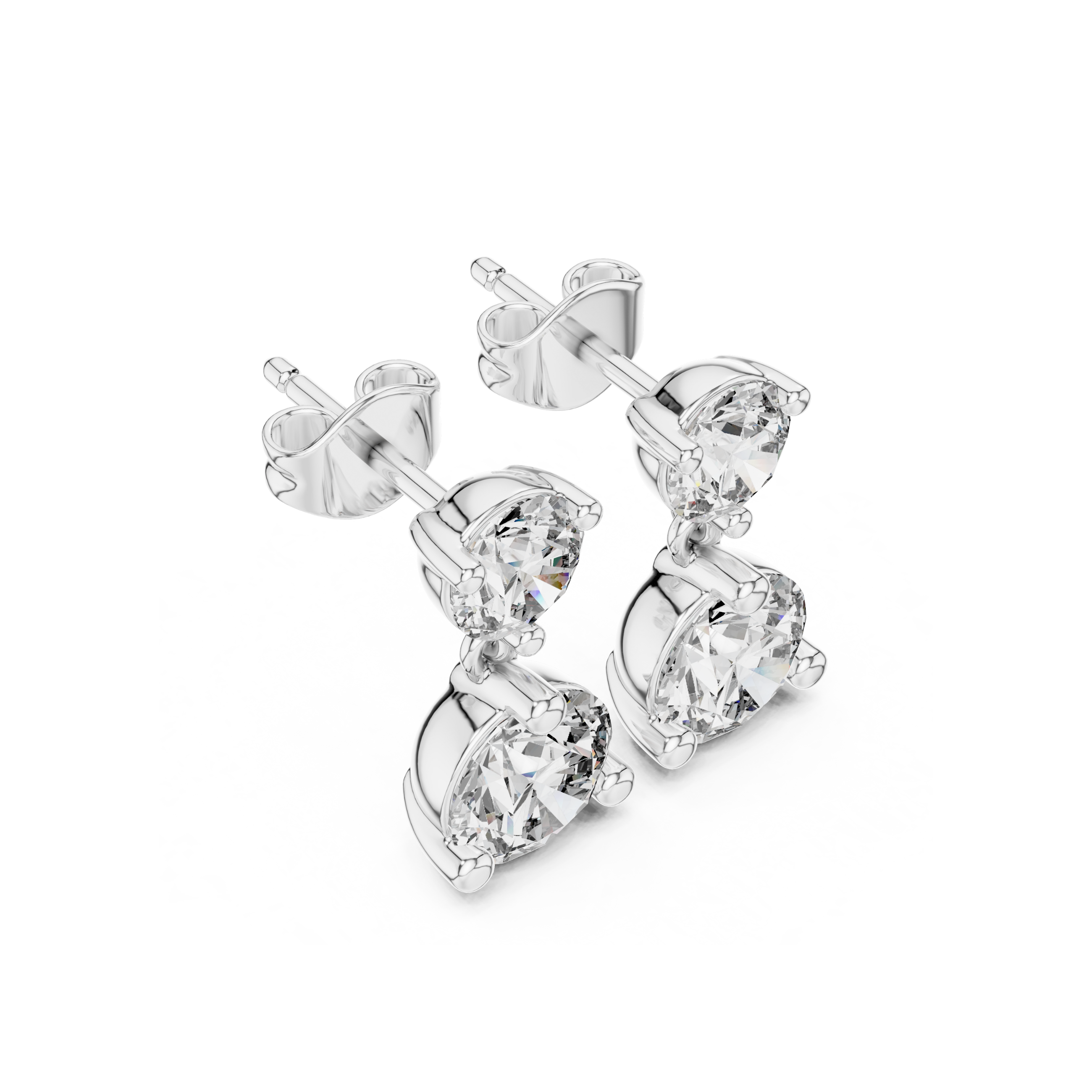 Classic Two-Stone Diamond Drop Earrings