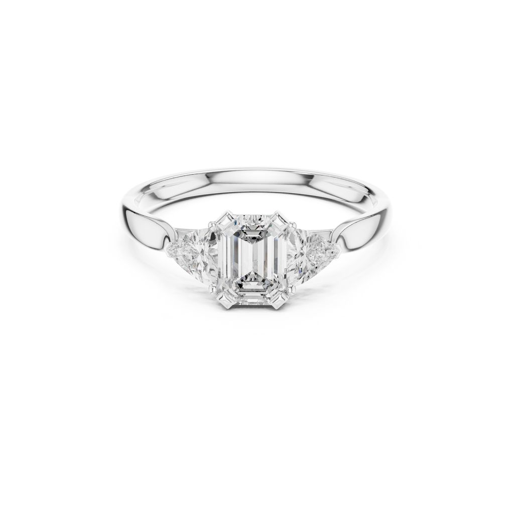 Emerald-Cut Three-Stone Diamond Ring