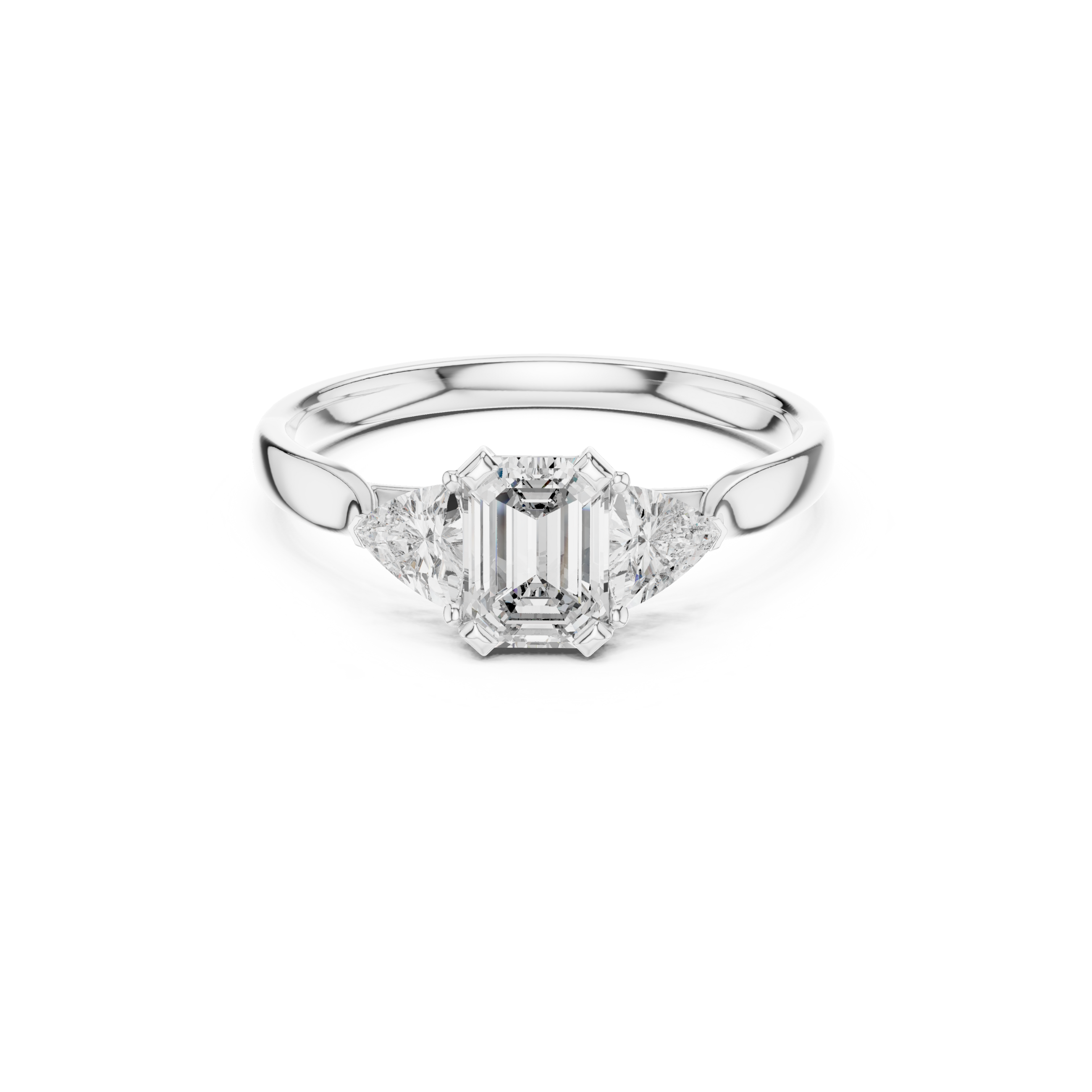 Emerald-Cut Three-Stone Diamond Ring