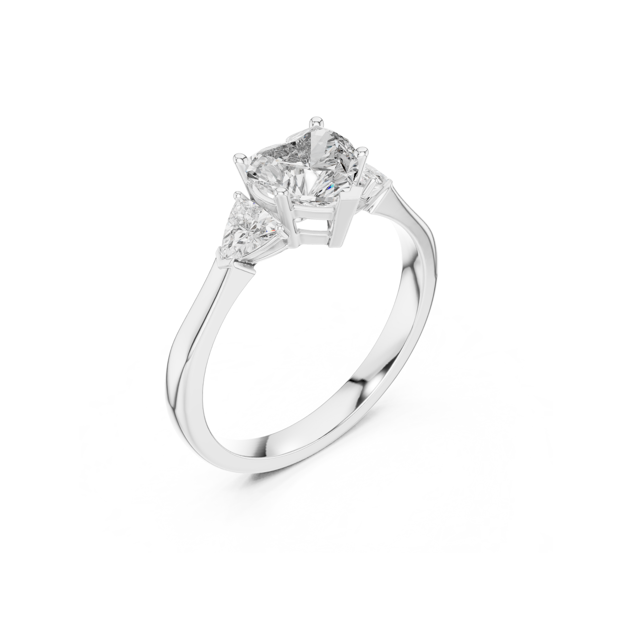 Heart-Cut Three-Stone Diamond Ring