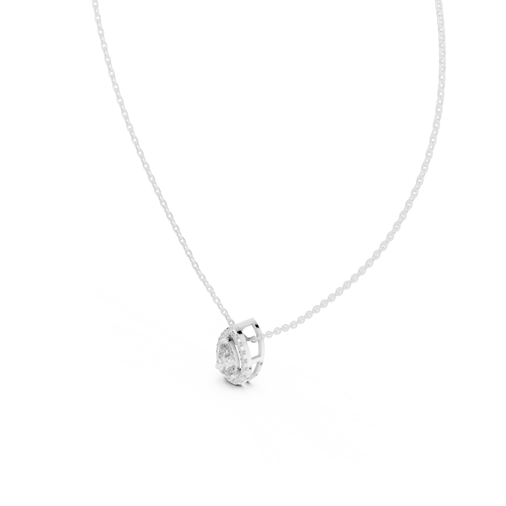 Pear Shape Halo Lab Grown Diamond Pendant