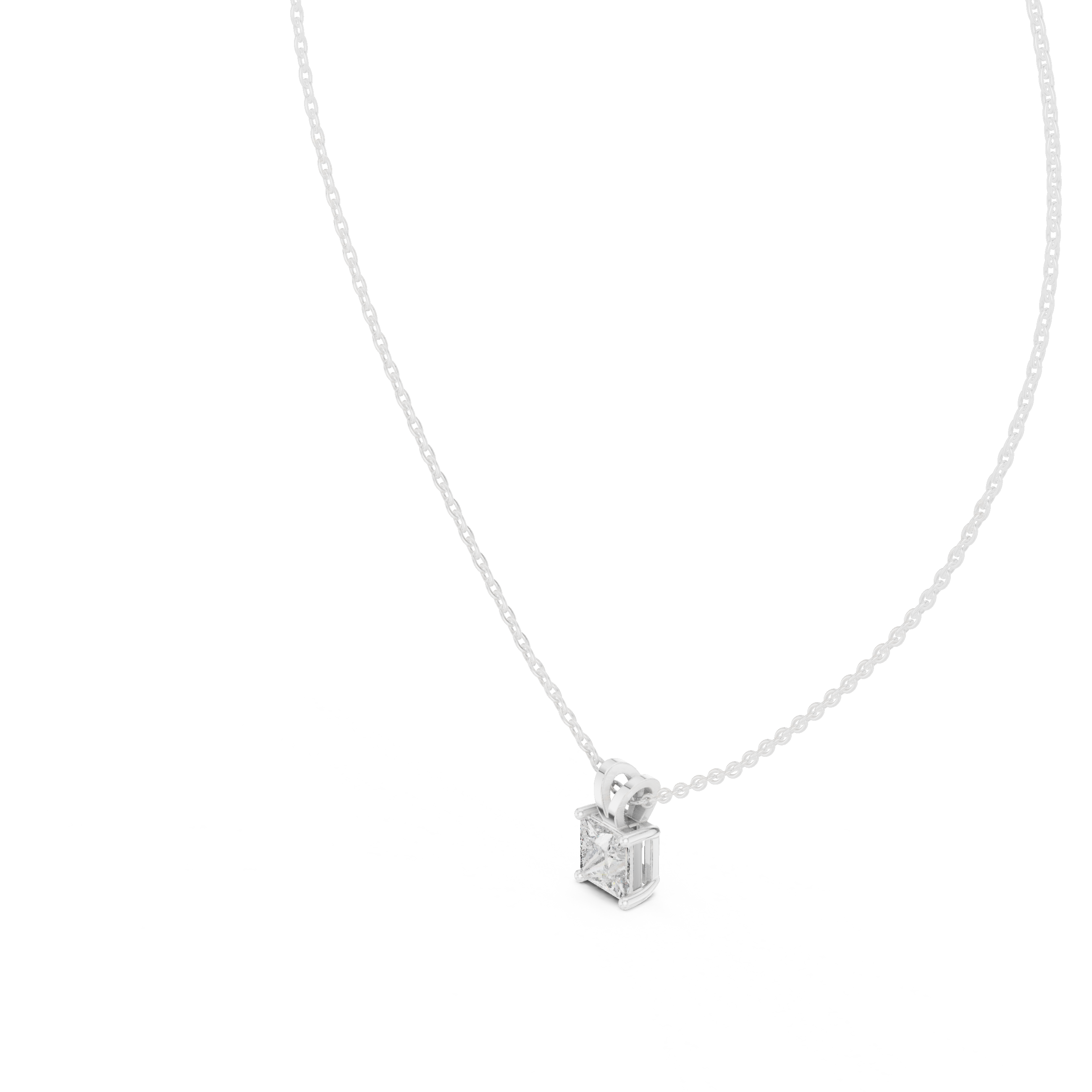 Slick Princess Cut Solitaire Diamond Pendant