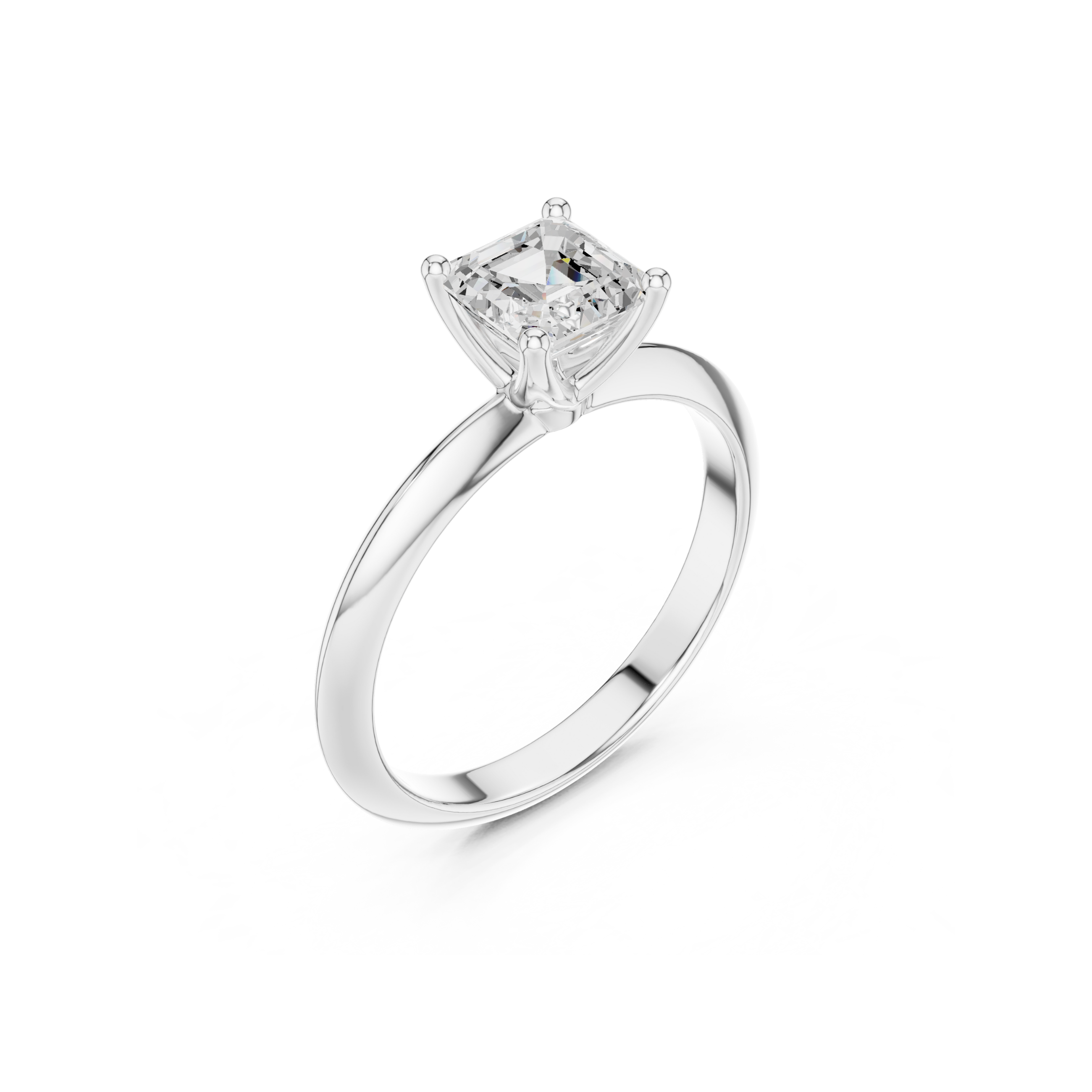 Asscher Cut Solitaire Lab Grown Diamond Ring