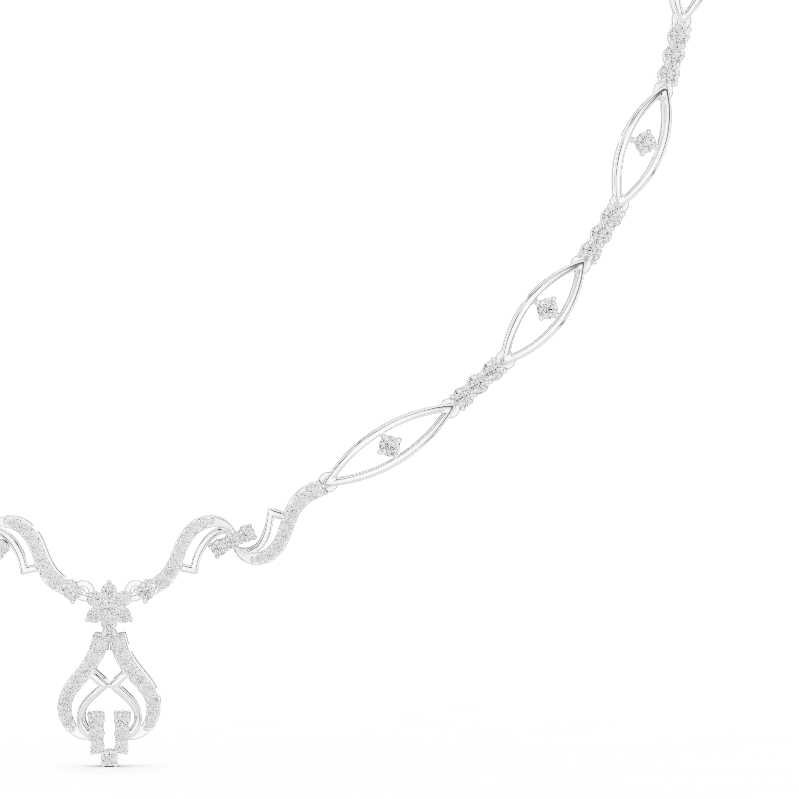 Intricate Vine Design Lab Grown Diamond Necklace