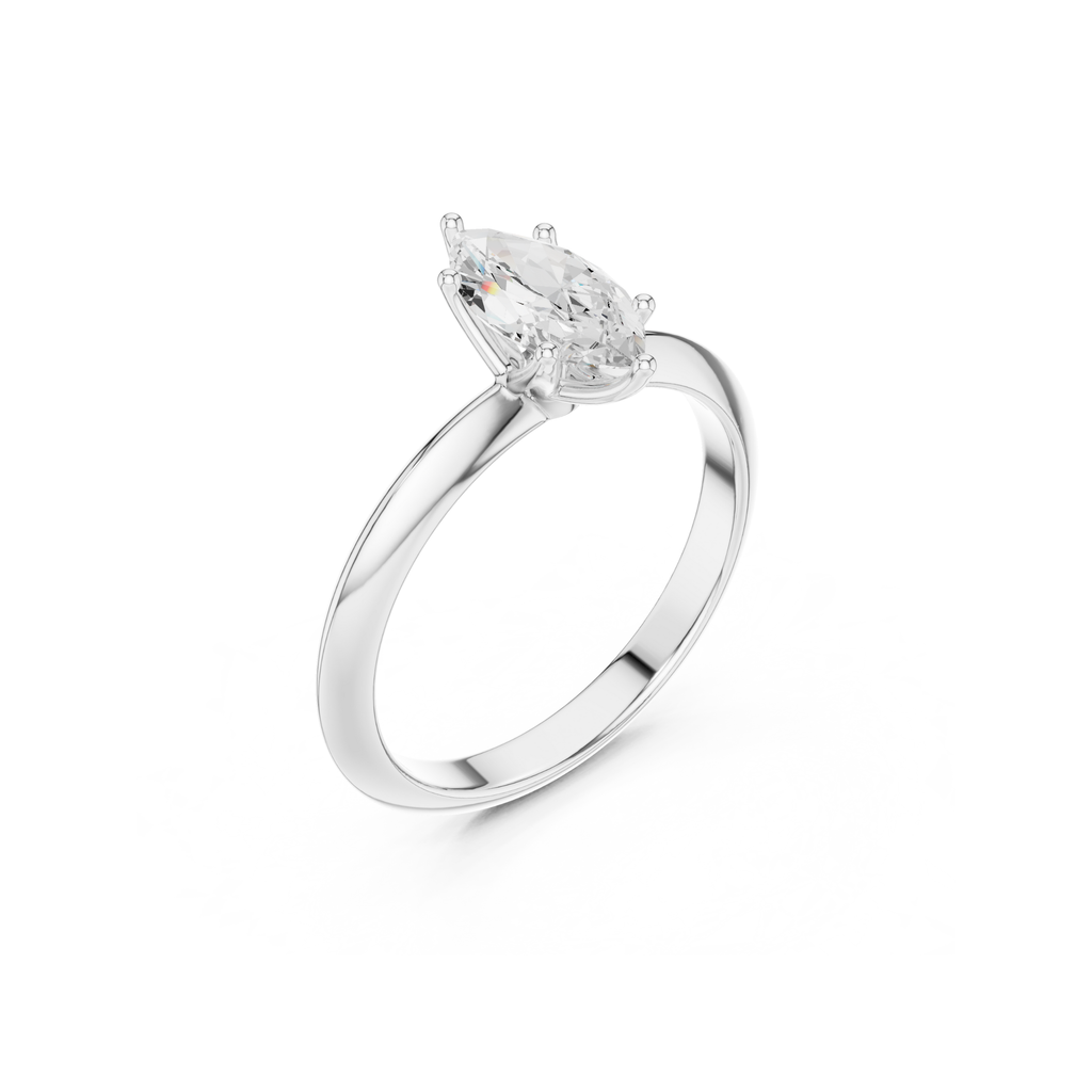 Marquise-Cut Solitaire Lab Grown Diamond Ring
