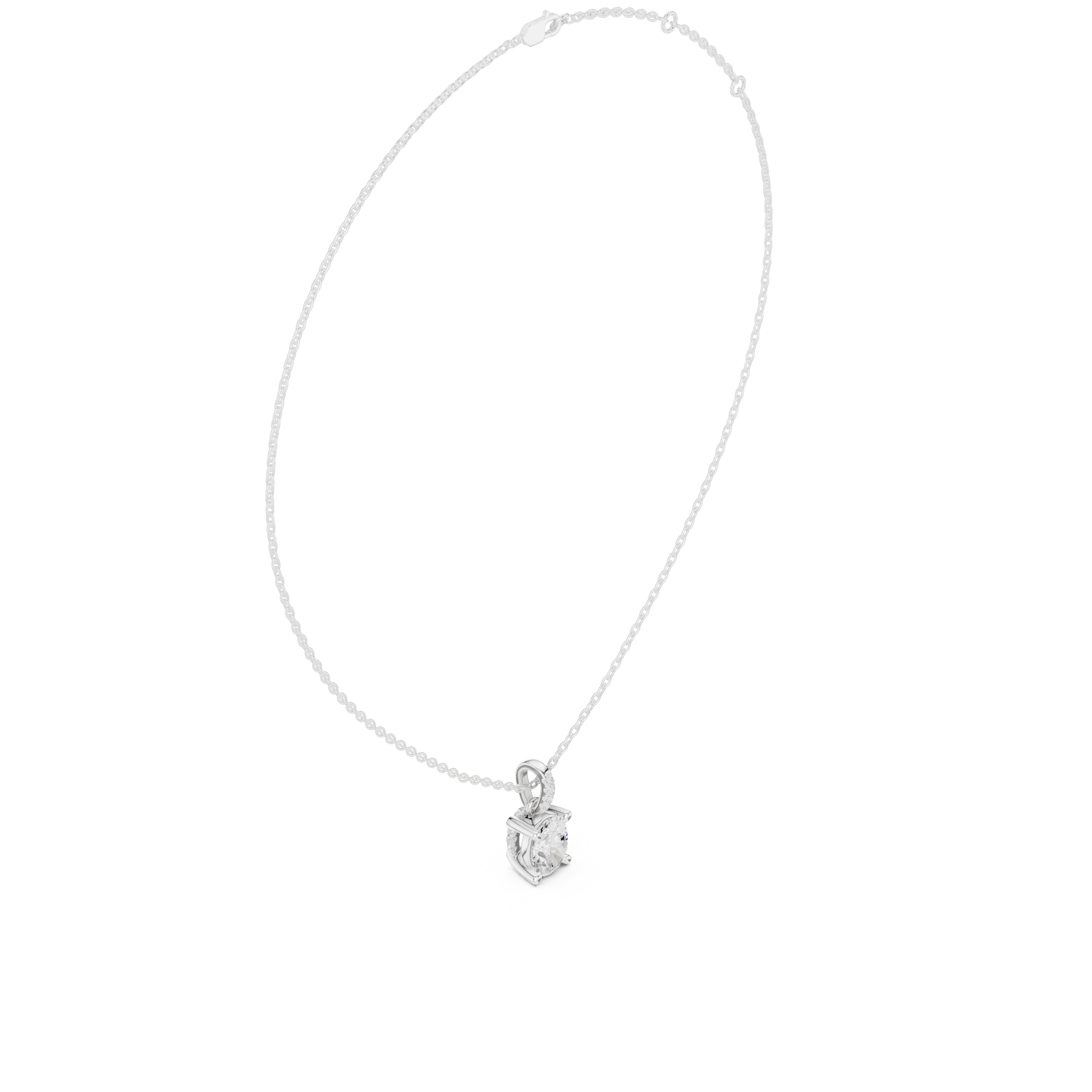 Oval Cut Solitaire Diamond Pendant