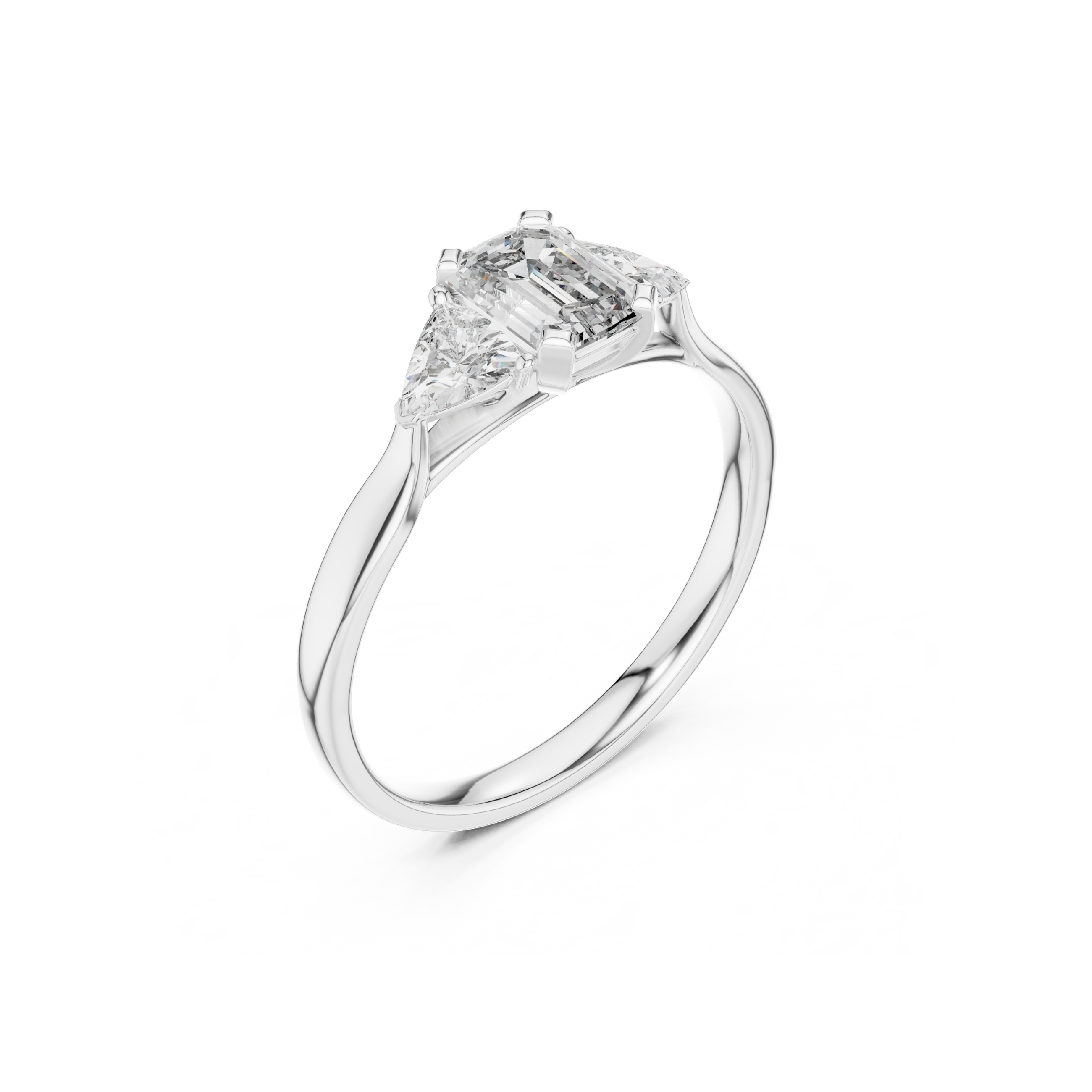 Emerald-Cut Three-Stone Diamond Ring