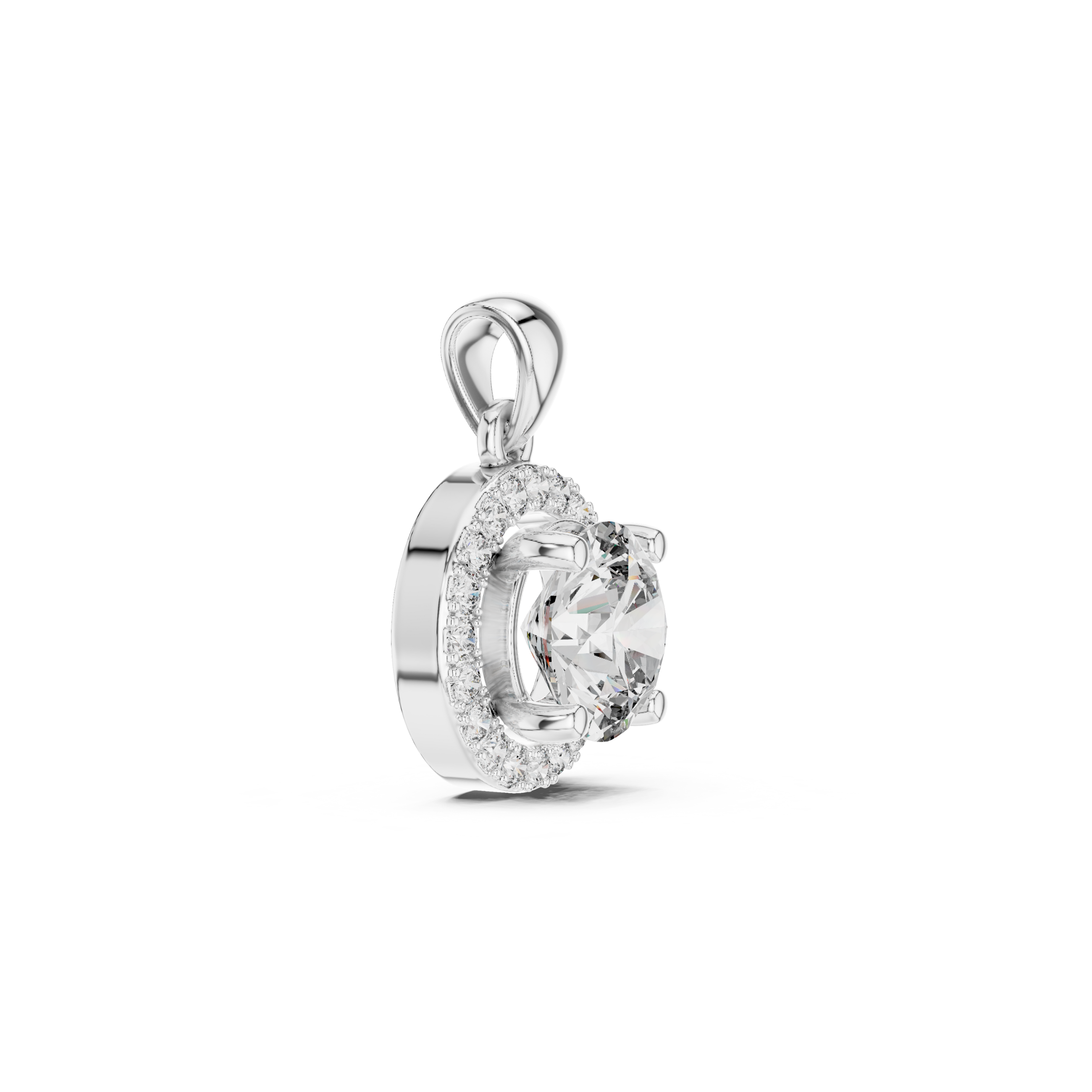 Round Halo Lab Grown Diamond  Pendant
