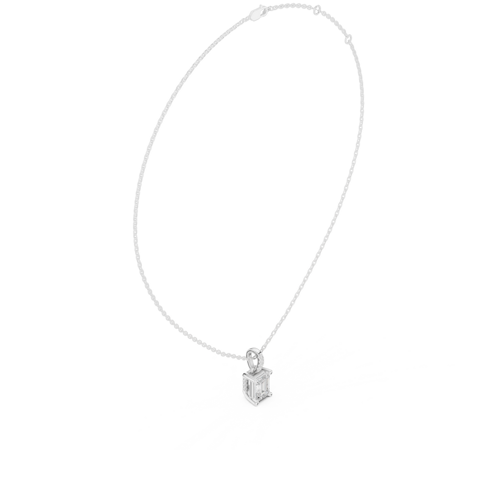 Emerald Cut Solitaire Diamond Pendant
