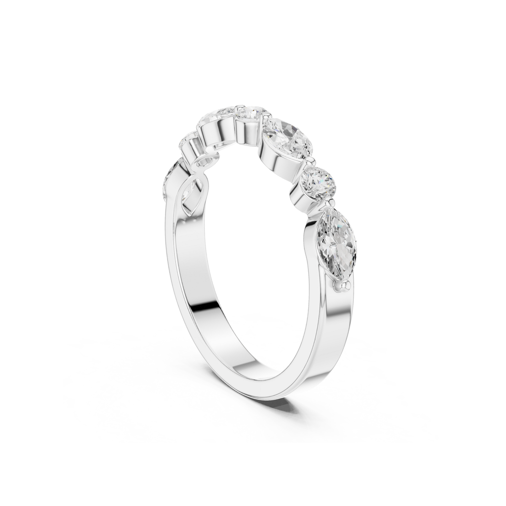 Marquise and Round Lab Grown Diamond Band