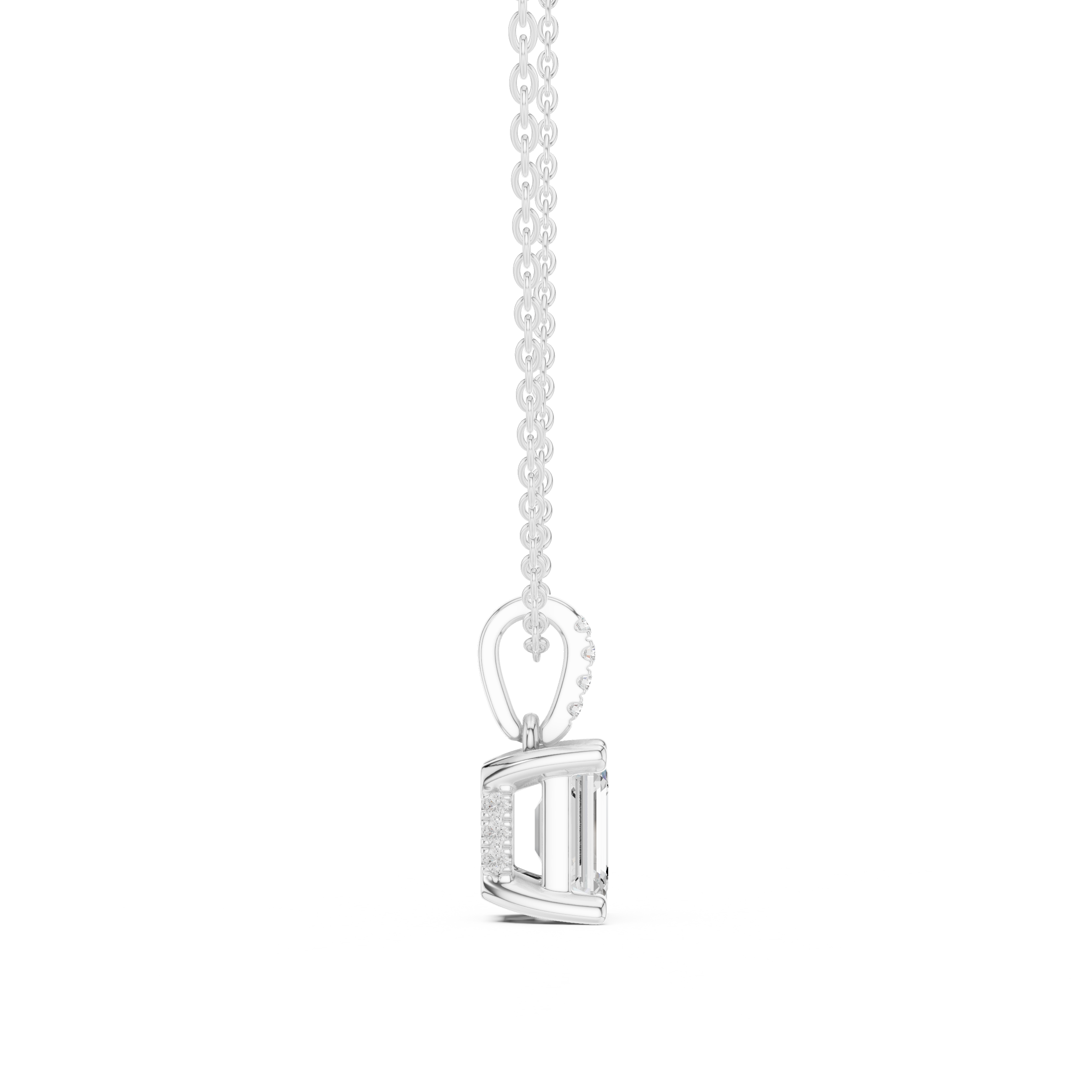 Emerald Cut Solitaire Diamond Pendant