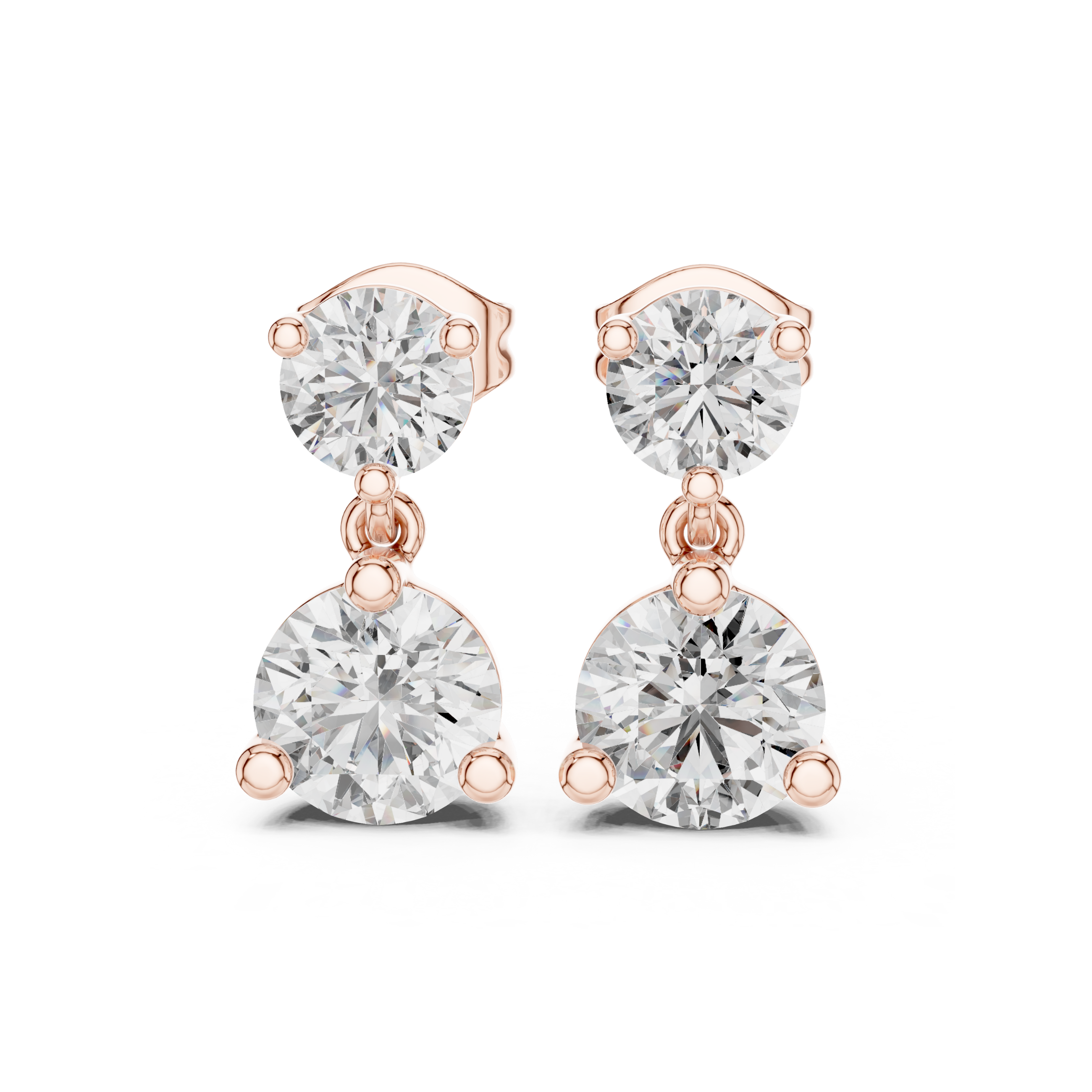 Classic Two-Stone Diamond Drop Earrings