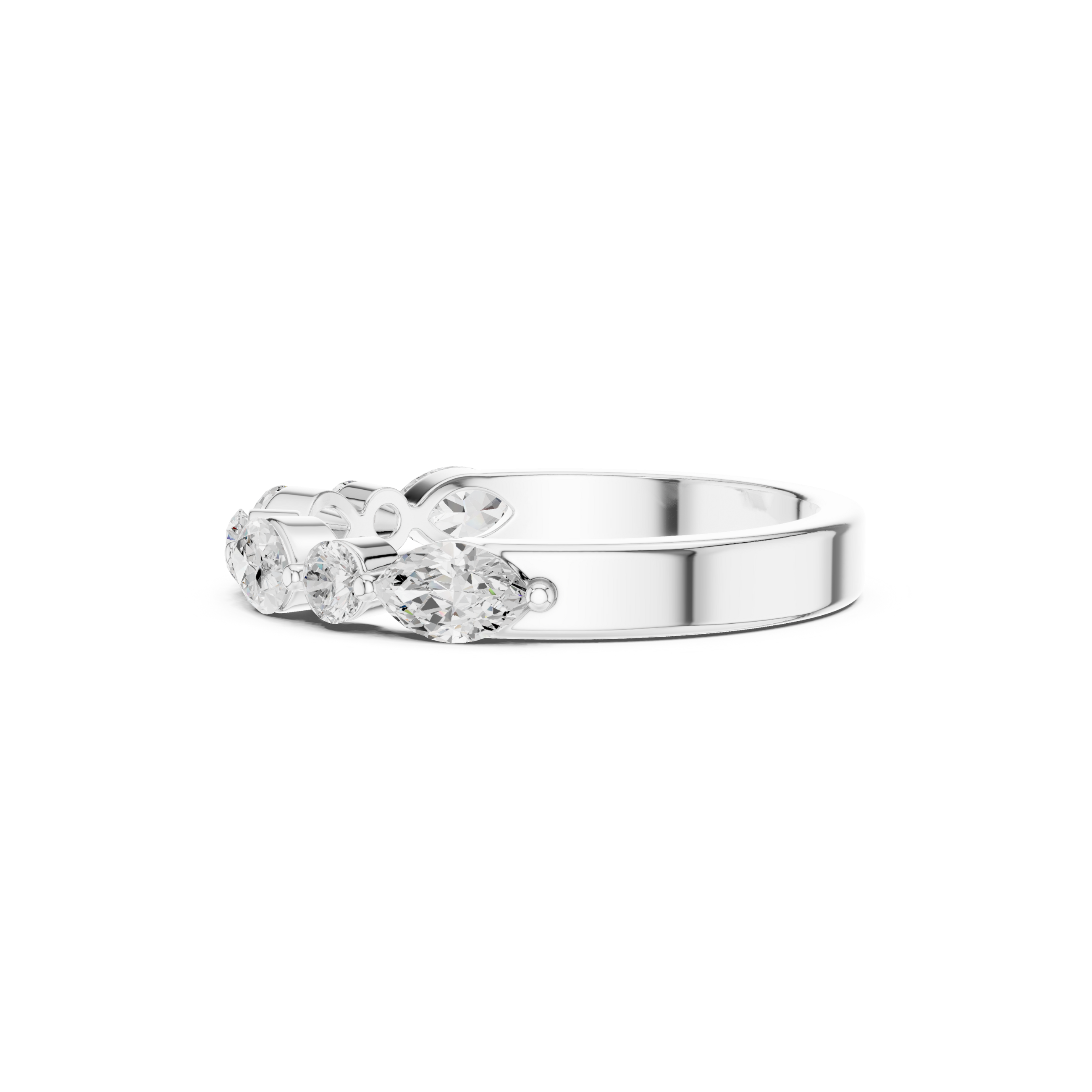 Marquise and Round Lab Grown Diamond Band