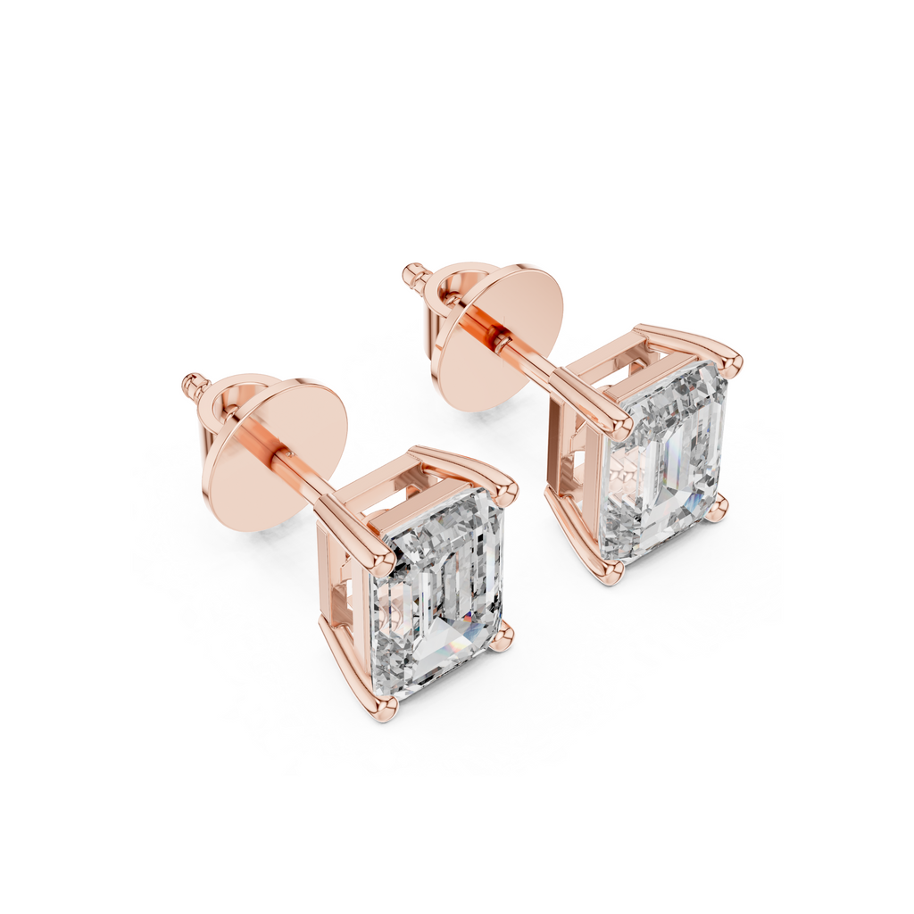 Emerald-Cut Lab Grown Diamond Stud