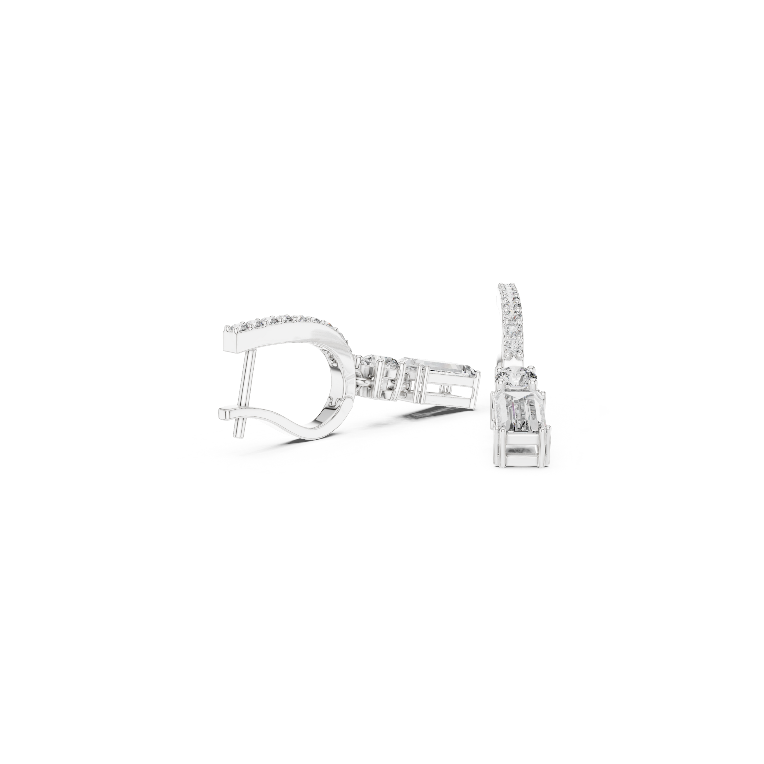 Baguette Cut Diamond Drop Earring
