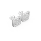 Square Princess-Cut Diamond Halo Stud Earrings