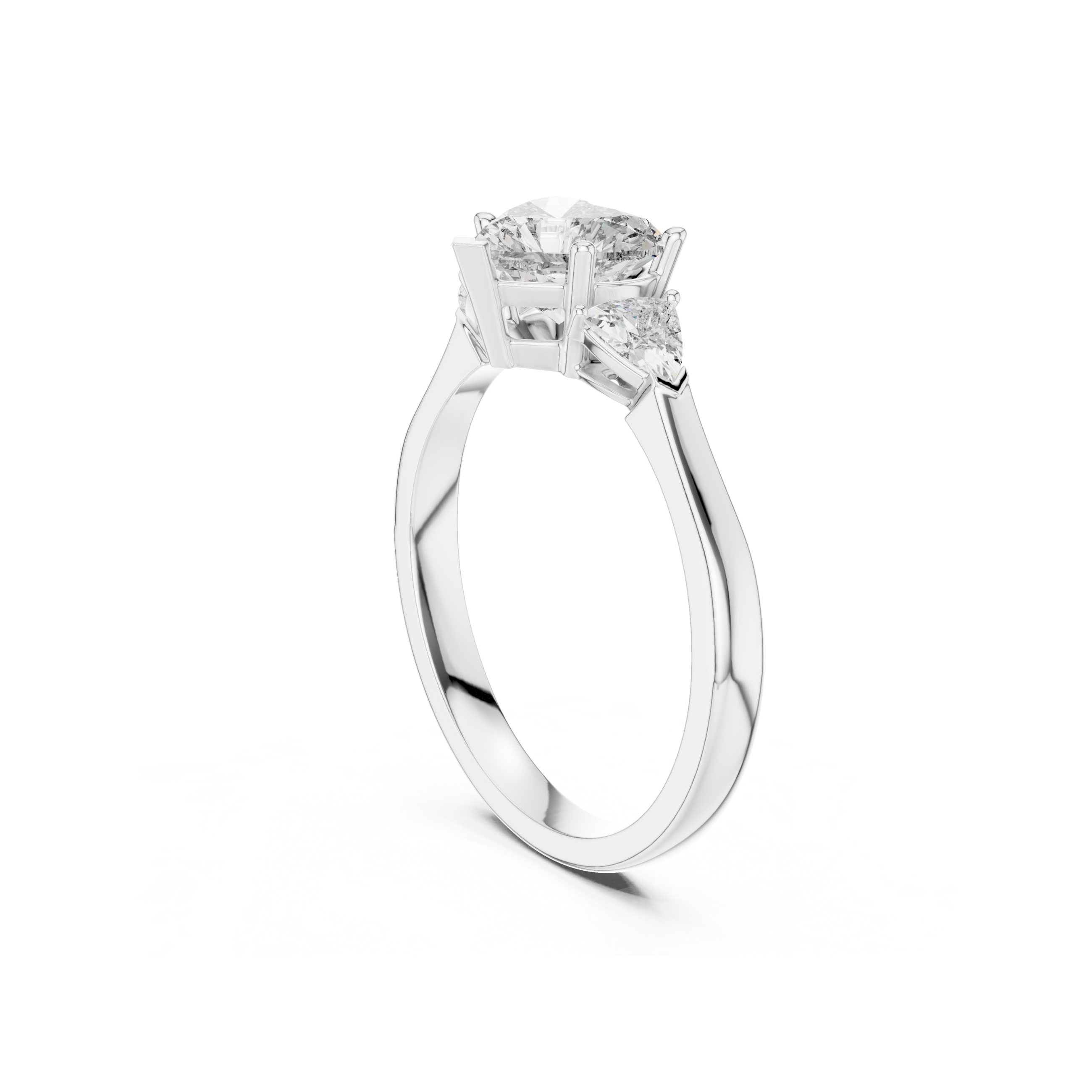 Heart-Cut Three-Stone Diamond Ring