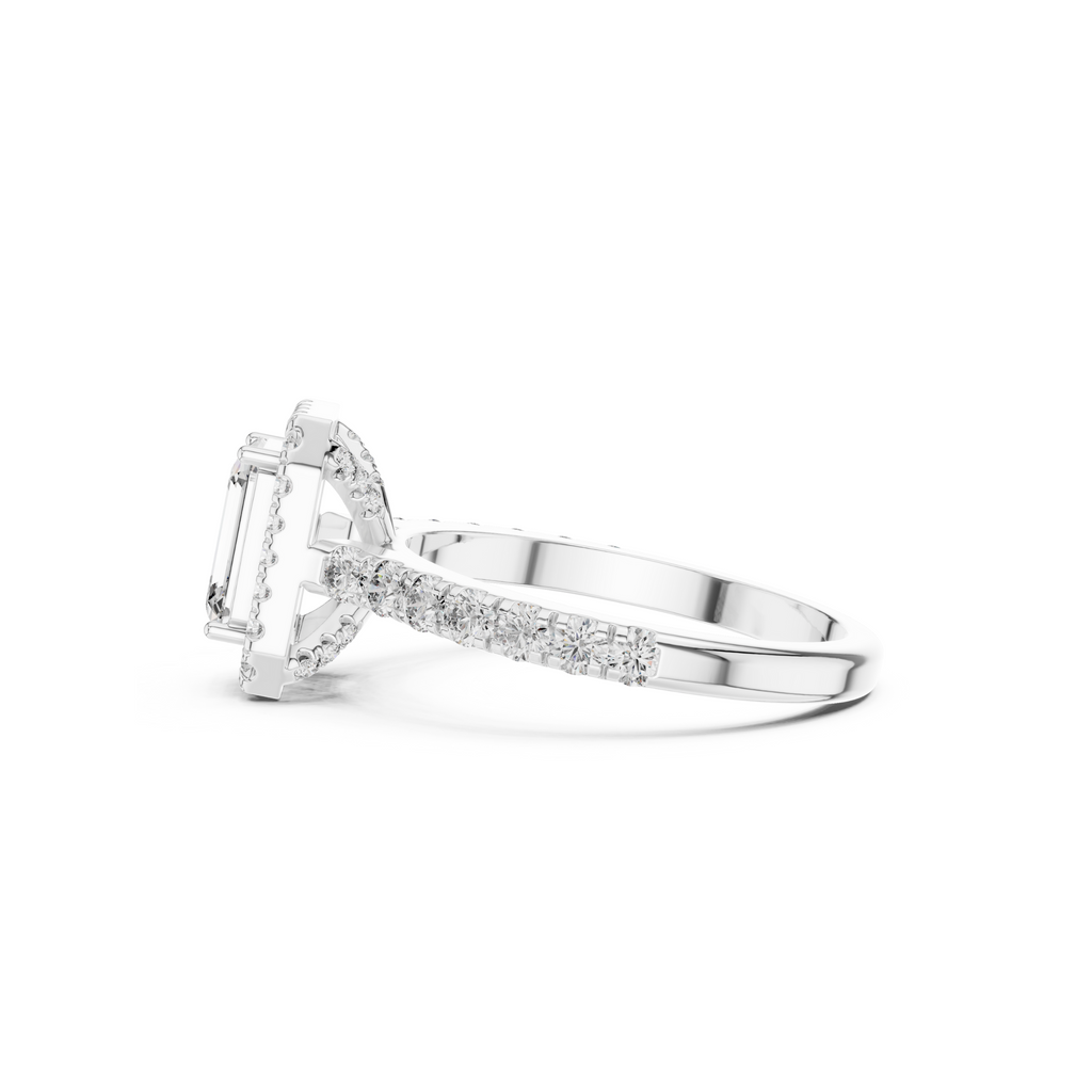 Emerald Cut Lab Grown Diamond Halo Ring